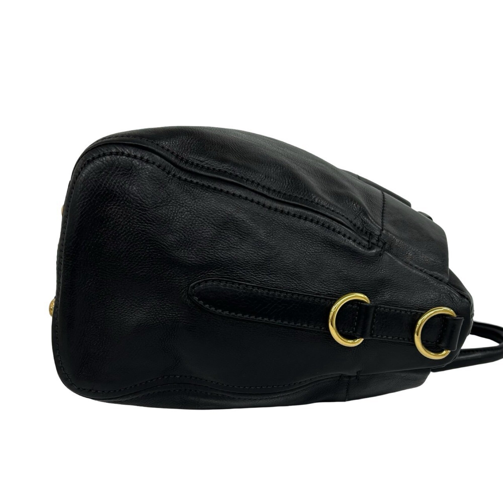 Prada Black Leather Boston Bag Handbag Shoulder Bag (Pre-Owned)