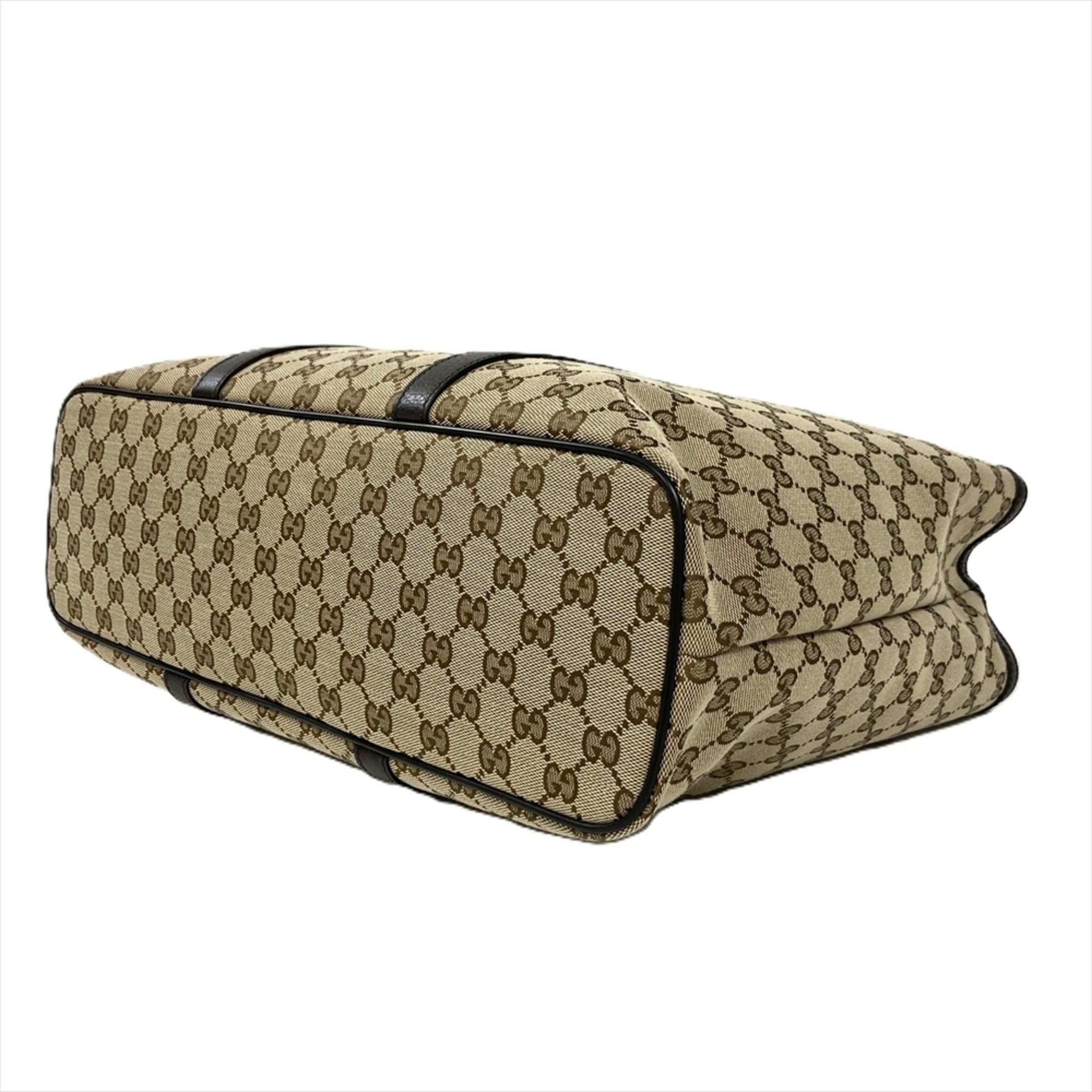 Gucci Beige Gg Canvas Leather Tote Bag (Pre-Owned)