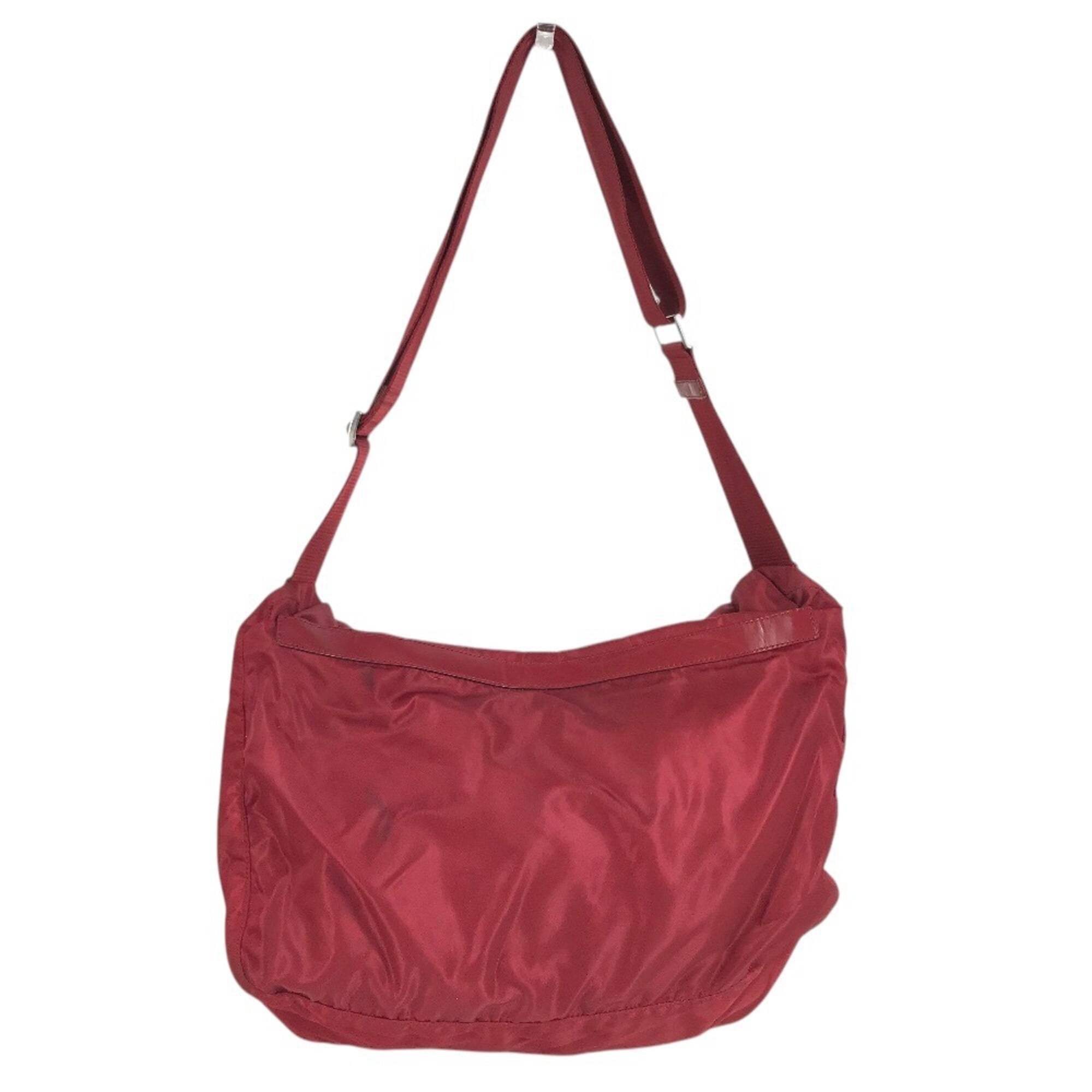 Prada Bordeaux Red Color Nylon Shoulder Bag (Pre-Owned)