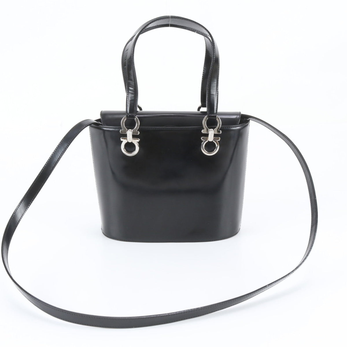 Salvatore Ferragamo Black Leather Shoulder Bag (Pre-Owned)