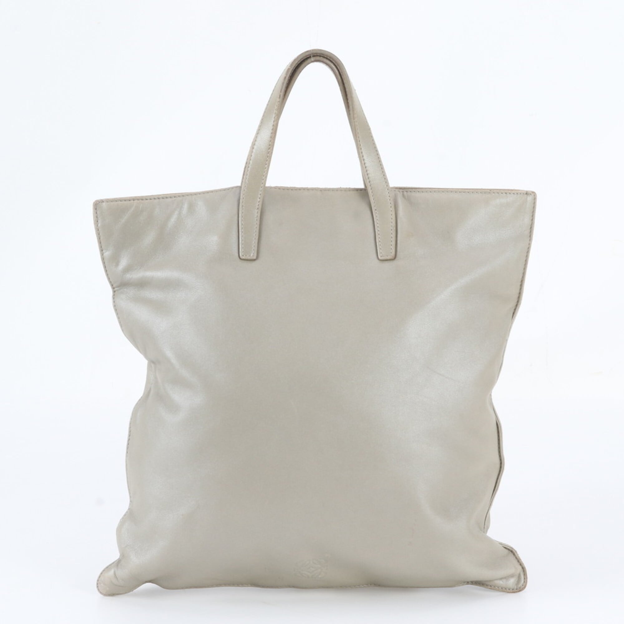 Loewe Gray Leather Handbag Shoulder Bag Tote Bag (Pre-Owned)
