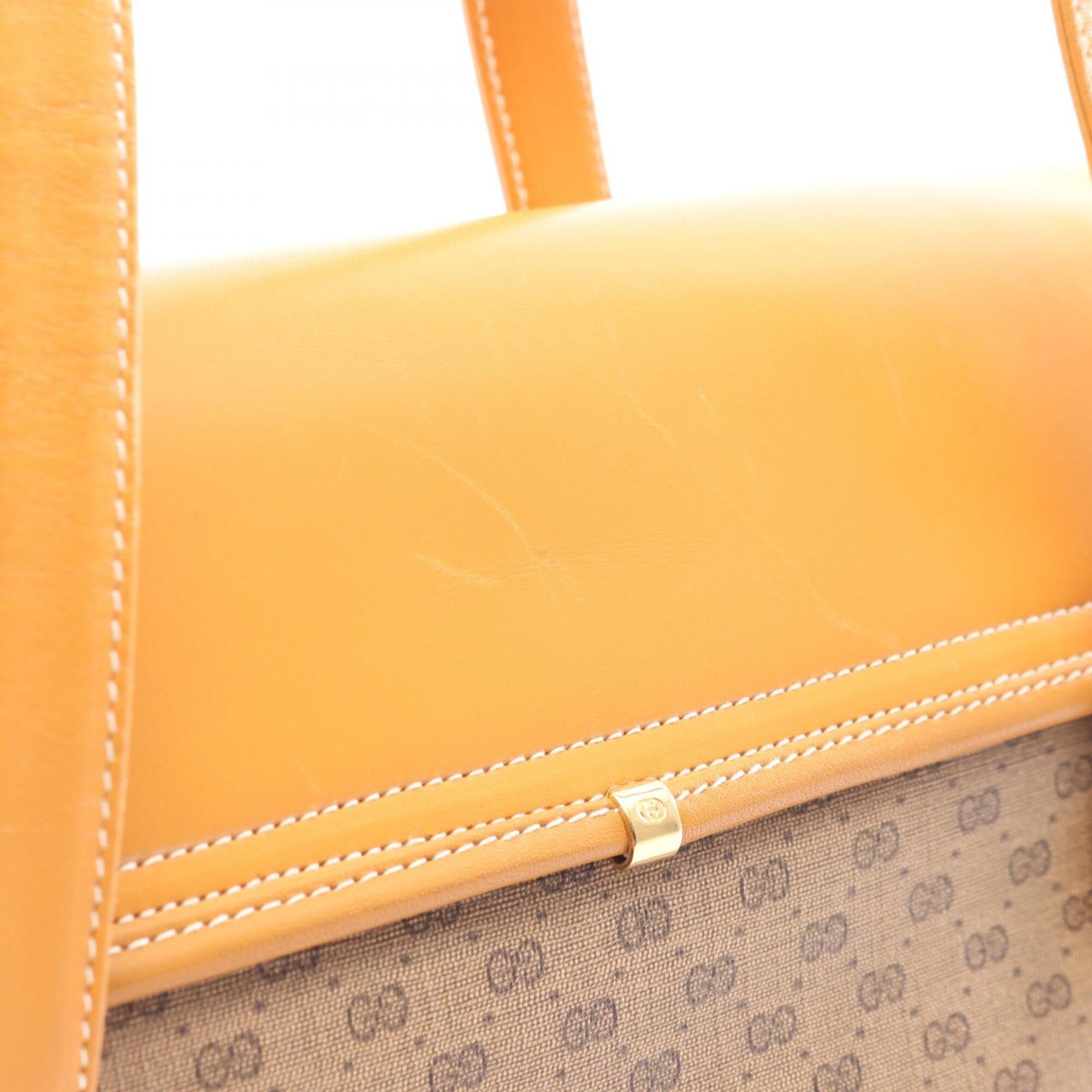Gucci Brown Coated Canvas Leather Handbag Tote Bag (Pre-Owned)