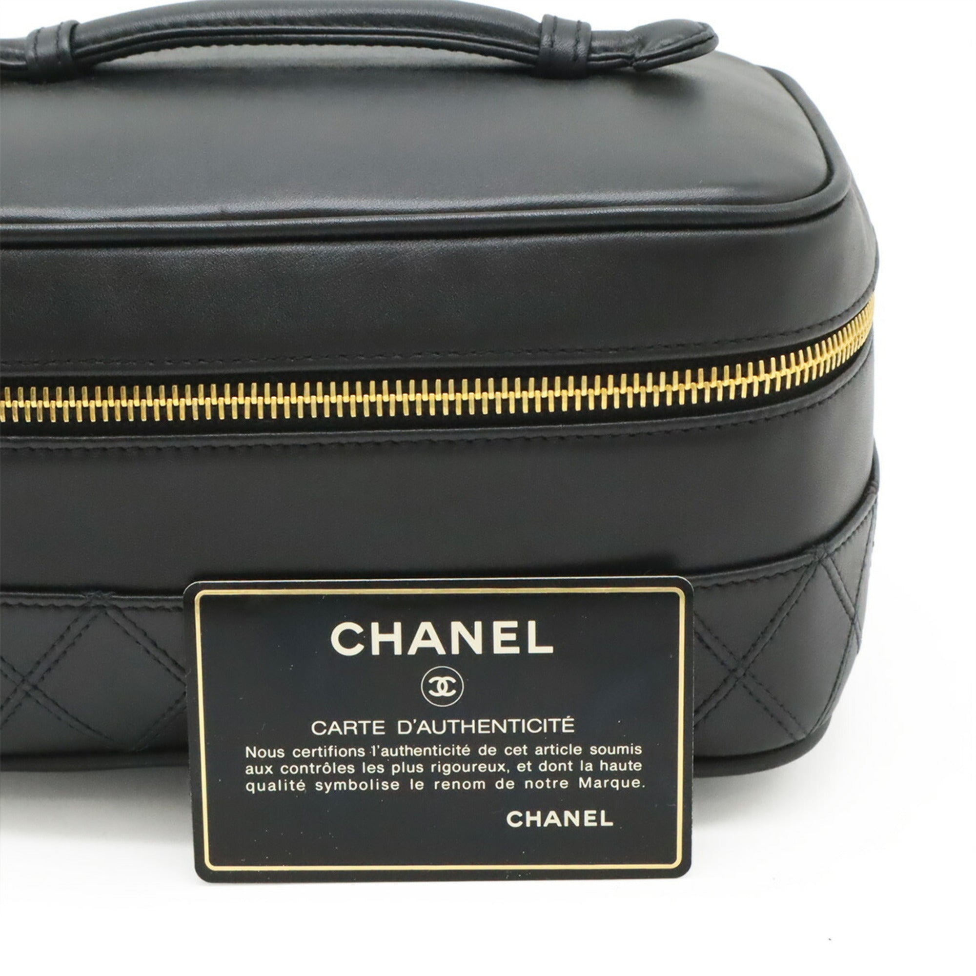 Chanel Black Leather Handbag Pouch Vanity Bag (Pre-Owned)