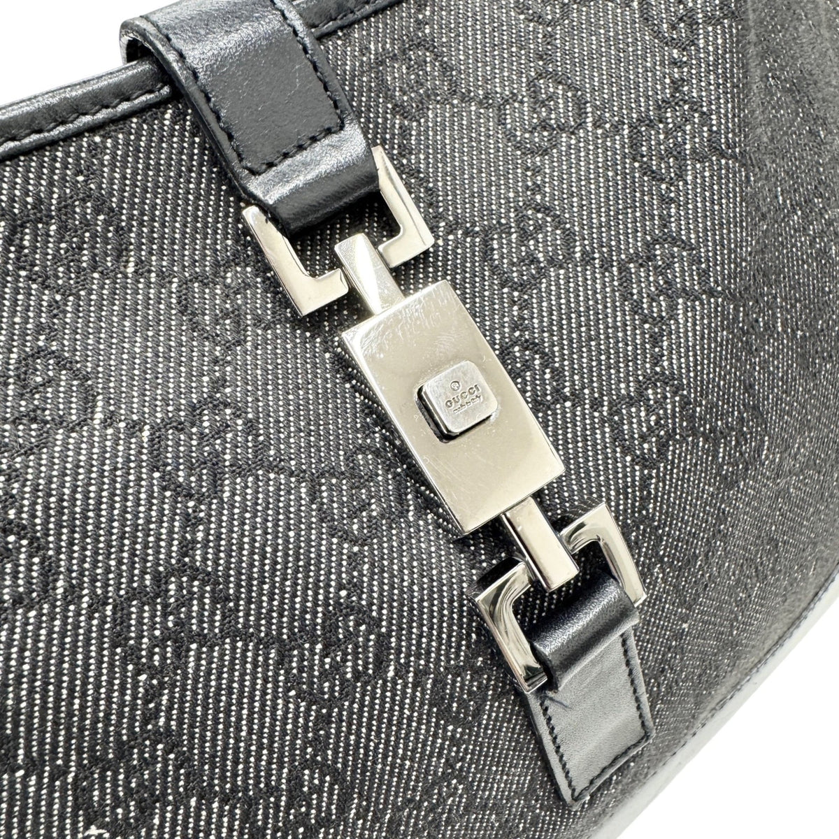 Gucci Black Canvas Leather Shoulder Bag (Pre-Owned)