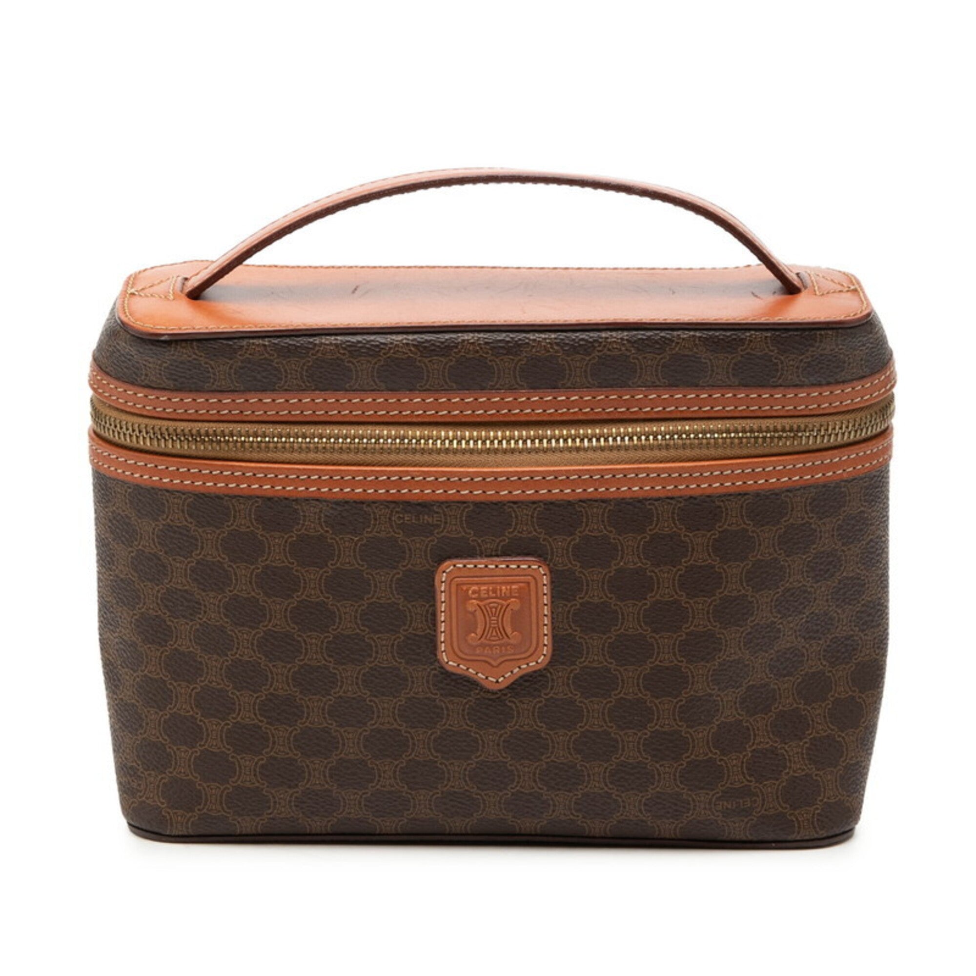 Celine Macadam Brown Pvc Leather Handbag Vanity Bag (Pre-Owned)