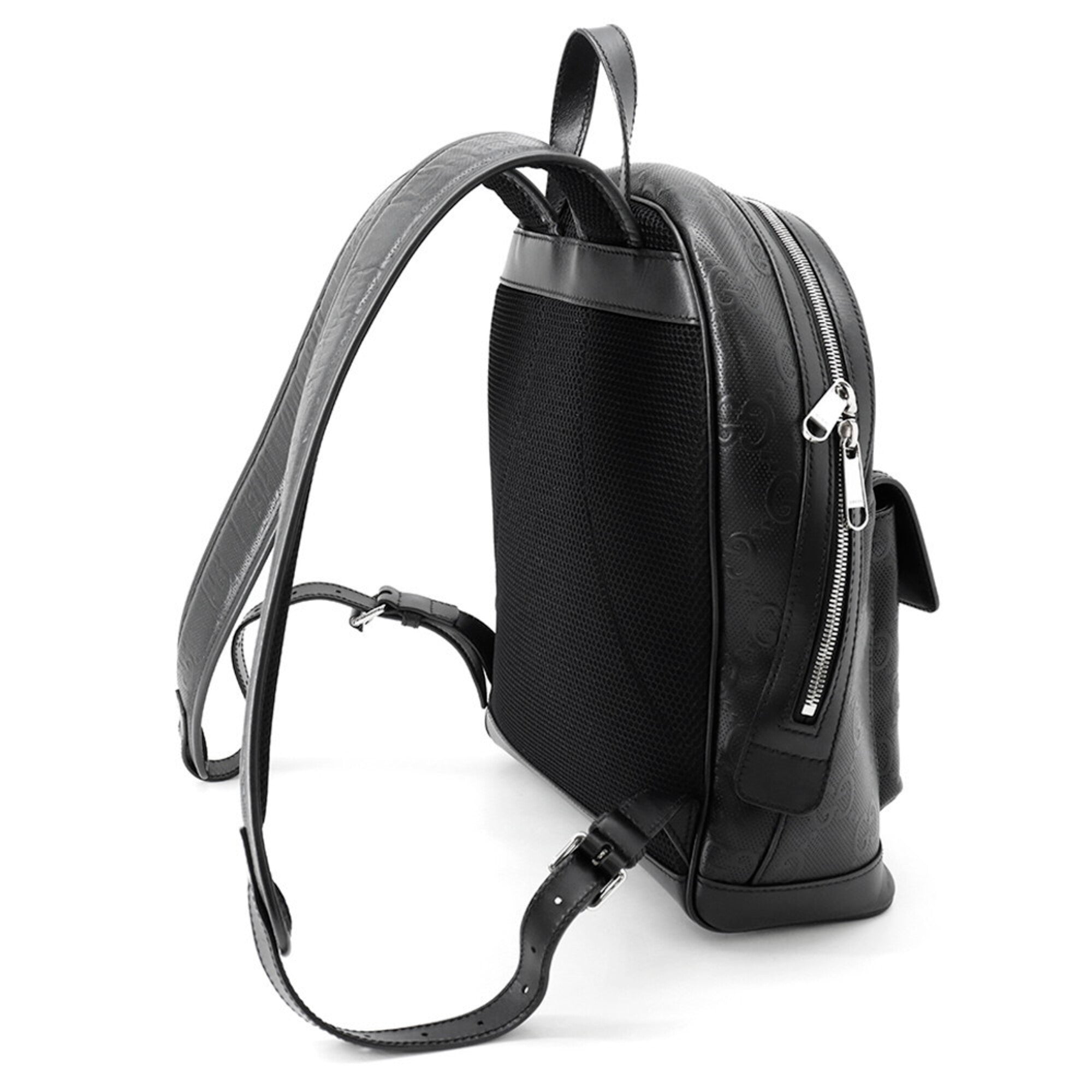 Gucci Black Embossed Leather Backpack (Pre-Owned)