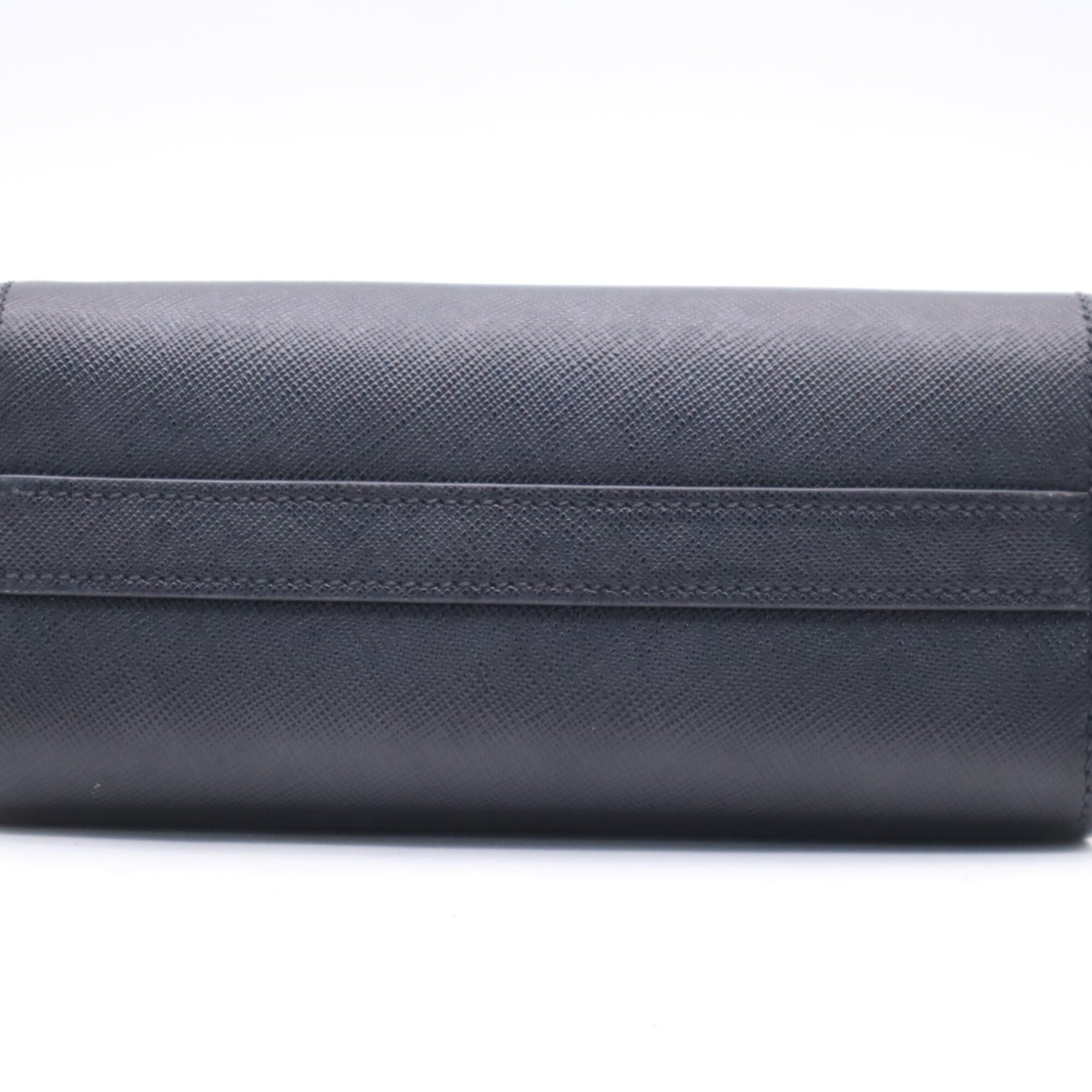 Prada Saffiano Black Coated Canvas Leather Handbag Shoulder Bag (Pre-Owned)