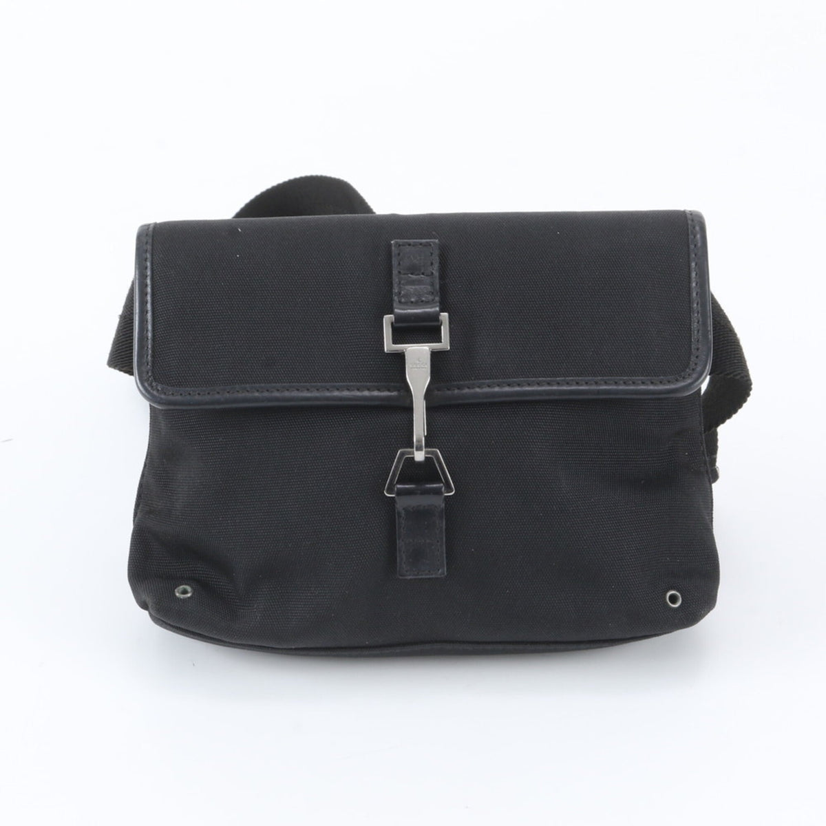 Gucci Black Leather Nylon Pouch Shoulder Bag Sling Bag (Pre-Owned)