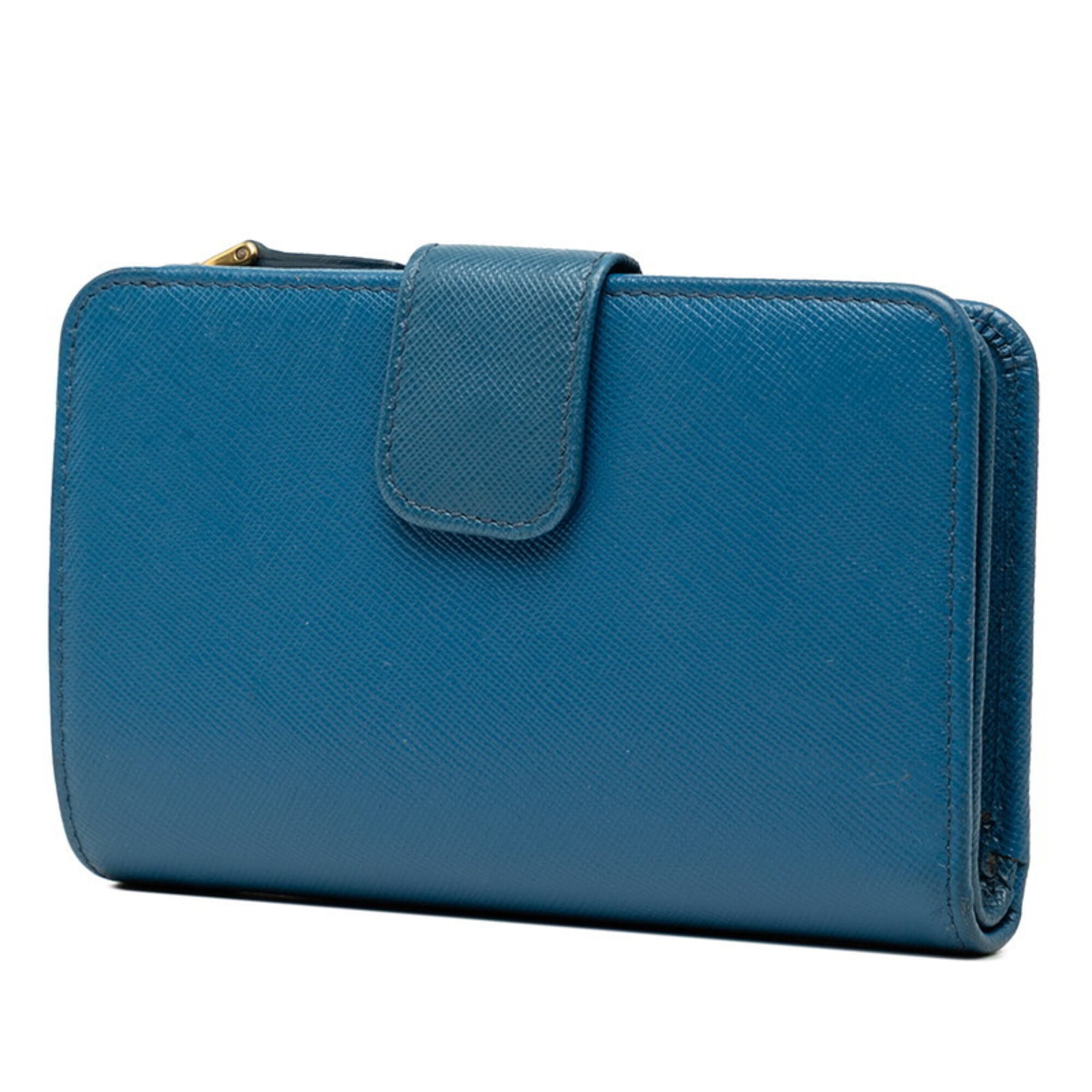 Prada Blue Leather Wallet (Bi-Fold) (Pre-Owned)