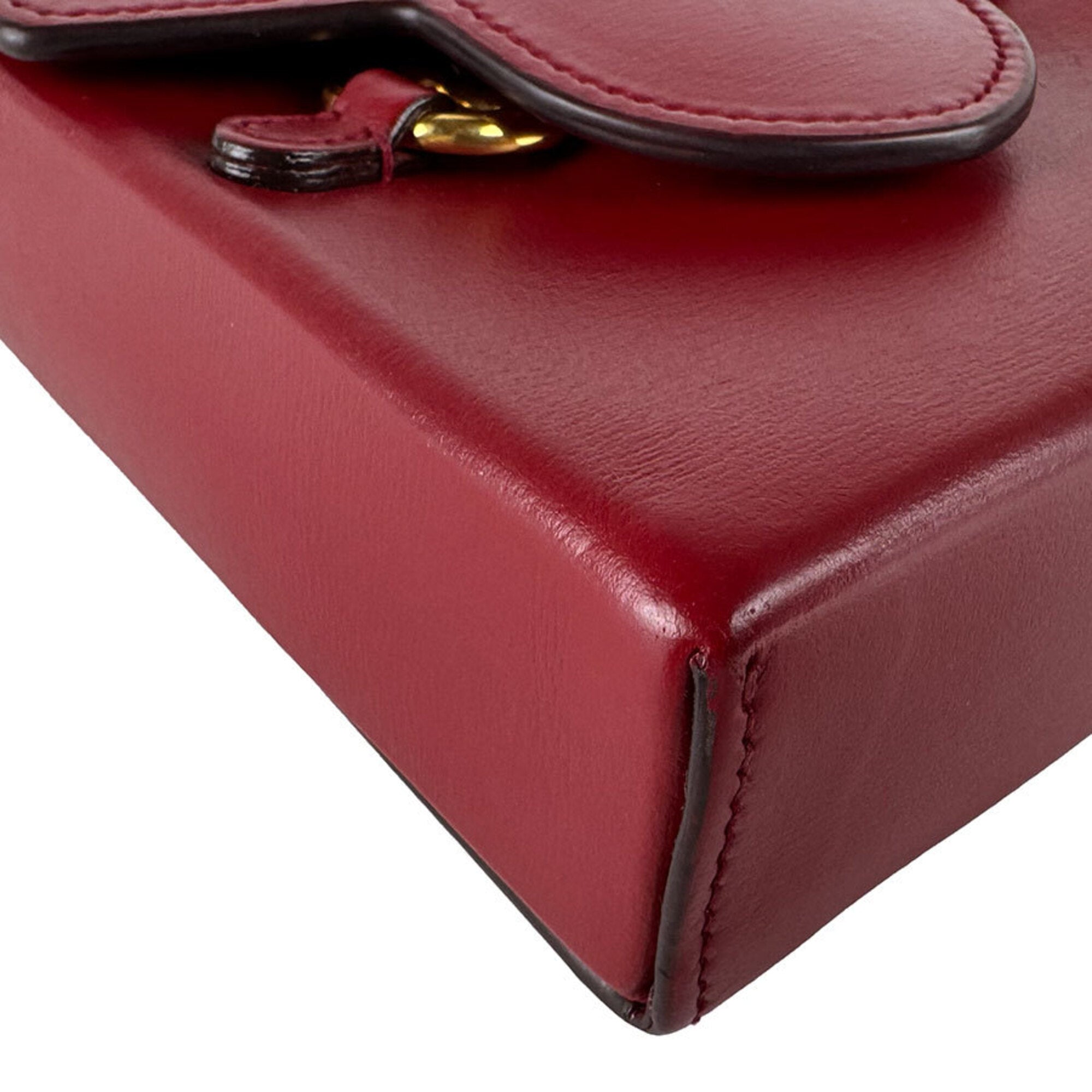 Gucci Red Color Leather Shoulder Bag (Pre-Owned)