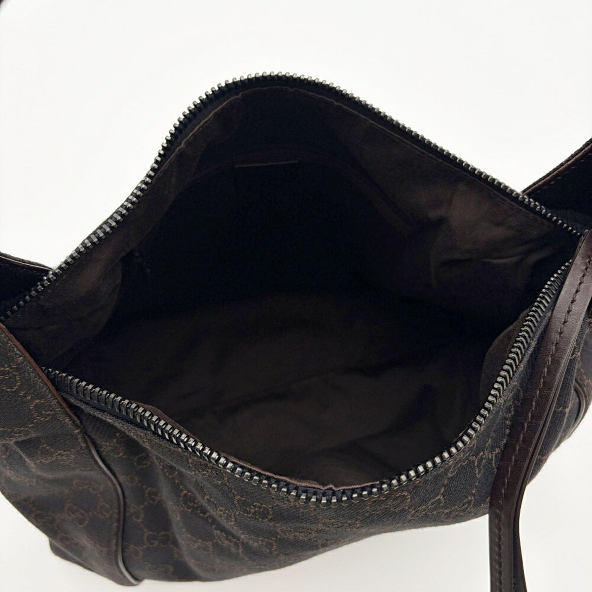Gucci Dark Brown Gg Canvas Leather Shoulder Bag (Pre-Owned)