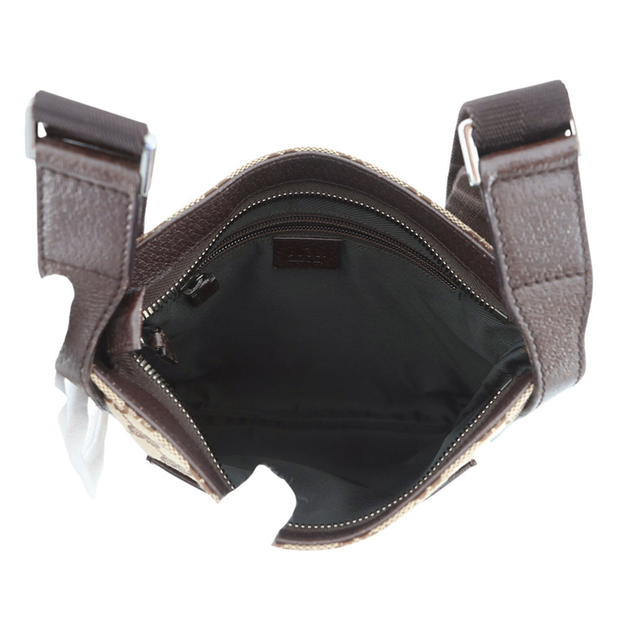 Gucci Beige Brown Gg Canvas Leather Shoulder Bag (Pre-Owned)