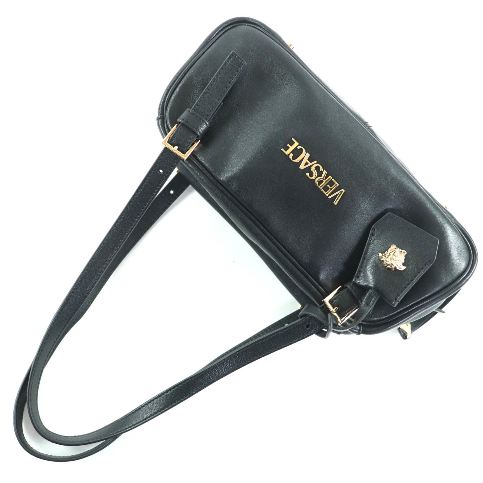 Versace Black Leather Handbag (Pre-Owned)