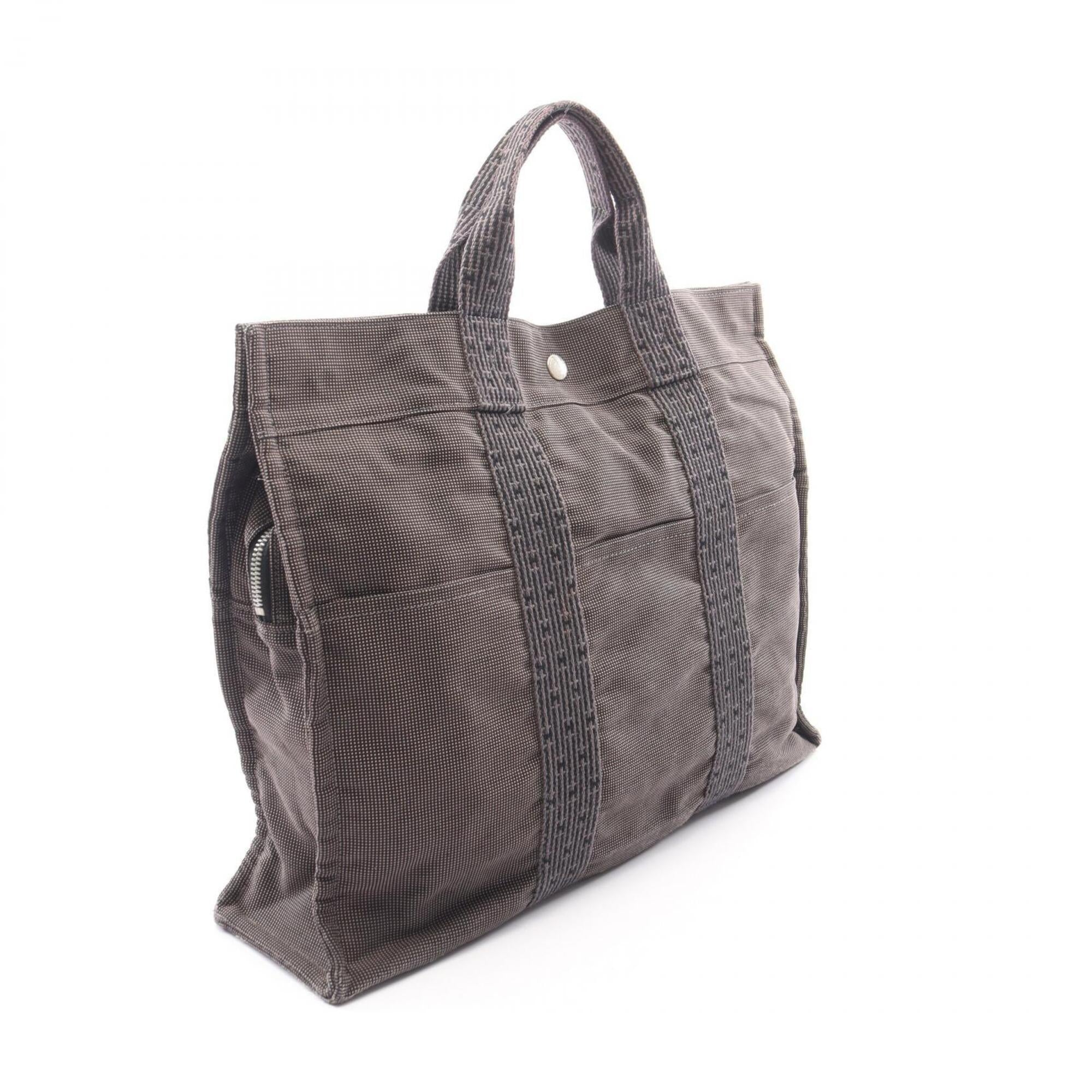 Hermes Gray Nylon Canvas Handbag Tote Bag (Pre-Owned)
