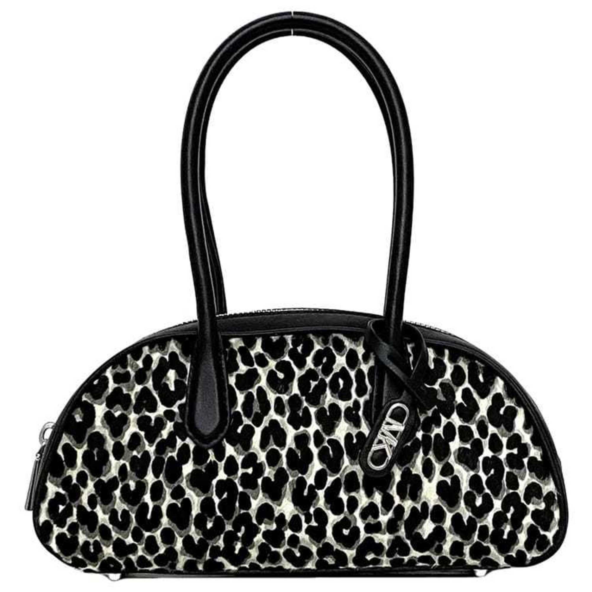 Michael Kors Black Gray White Leather Leather Handbag (Pre-Owned)