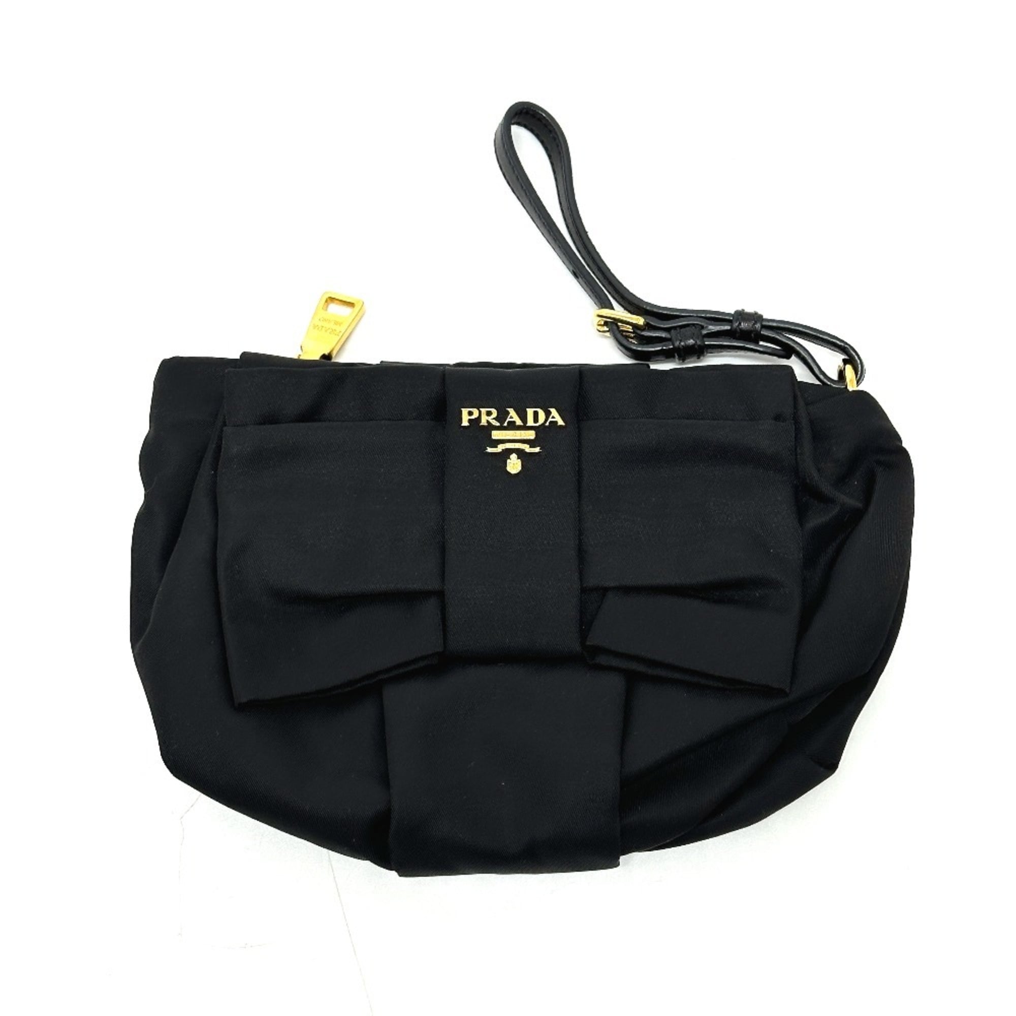 Prada Black Leather Nylon Pouch (Pre-Owned)