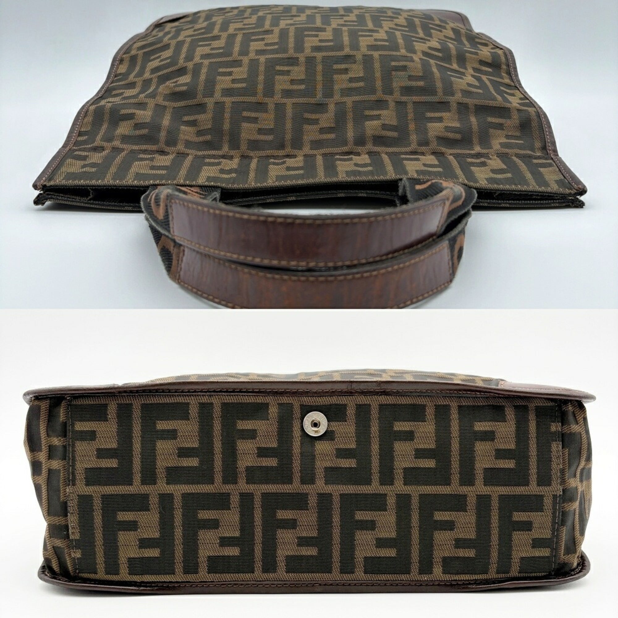 Fendi Brown Canvas Leather Tote Bag (Pre-Owned)