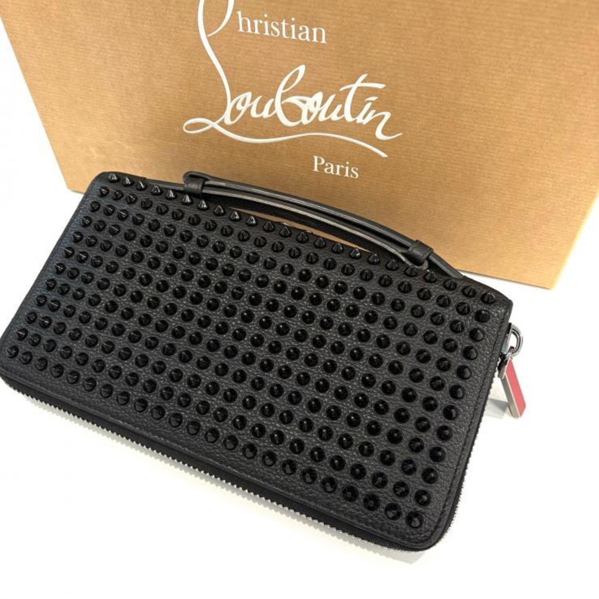 Christian Louboutin Black Red Color Leather Long Wallet (Bi-Fold) (Pre-Owned)
