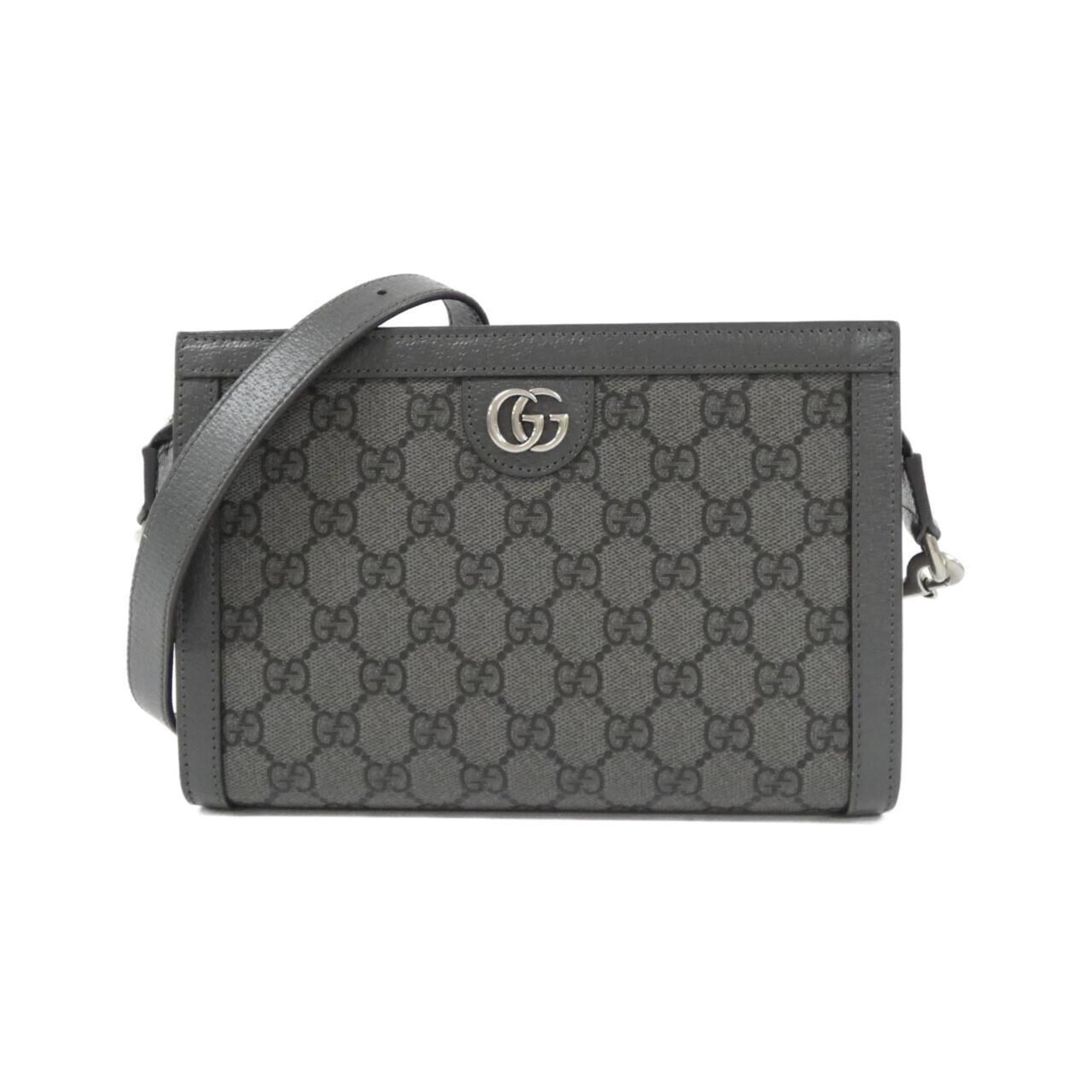 Gucci Ophidia Black Gray Gg Supreme Leather Shoulder Bag (Pre-Owned)