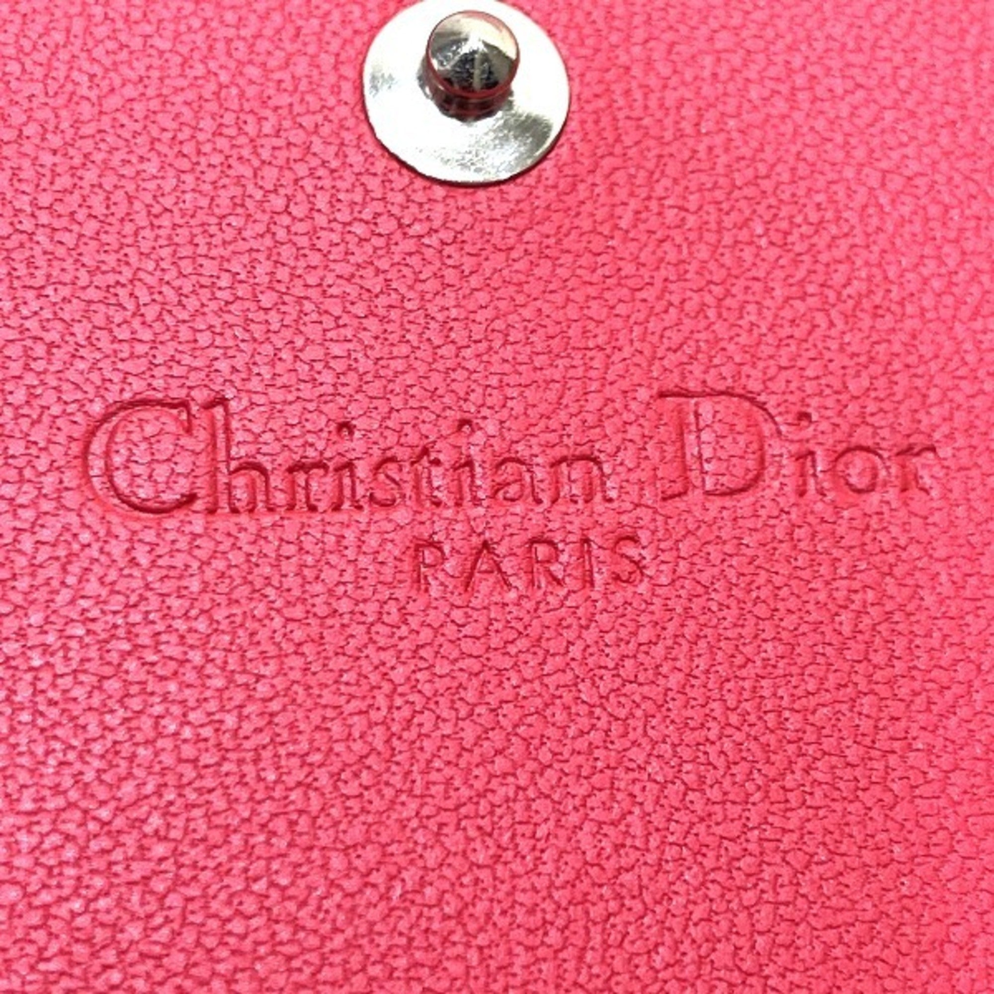 Christian Dior Red Color Leather Wallet (Bi-Fold) (Pre-Owned)