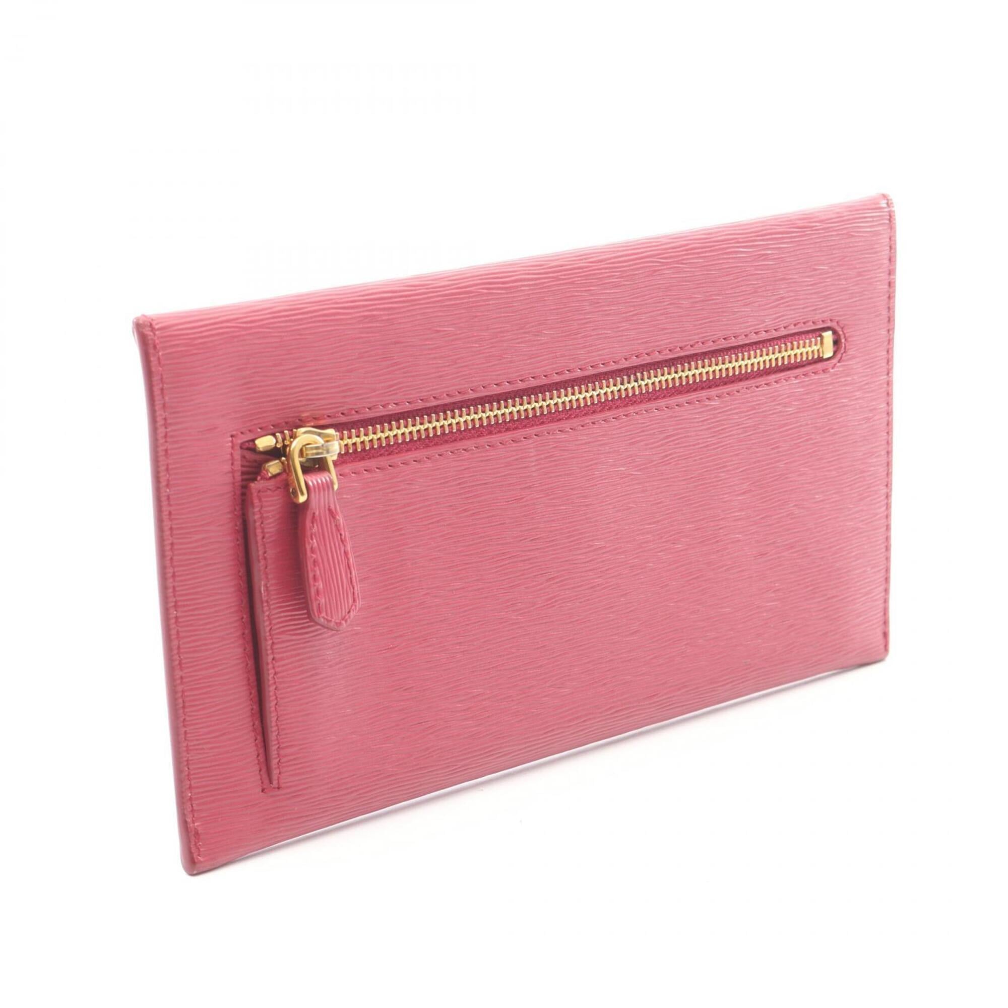 Prada Pink Leather Bill Wallet (Bi-Fold) (Pre-Owned)
