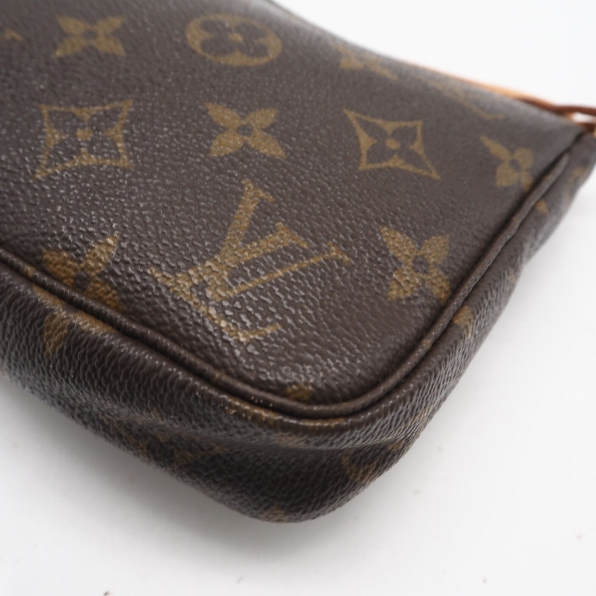 Louis Vuitton Brown Coated Canvas Leather Pochette Pouch (Pre-Owned)