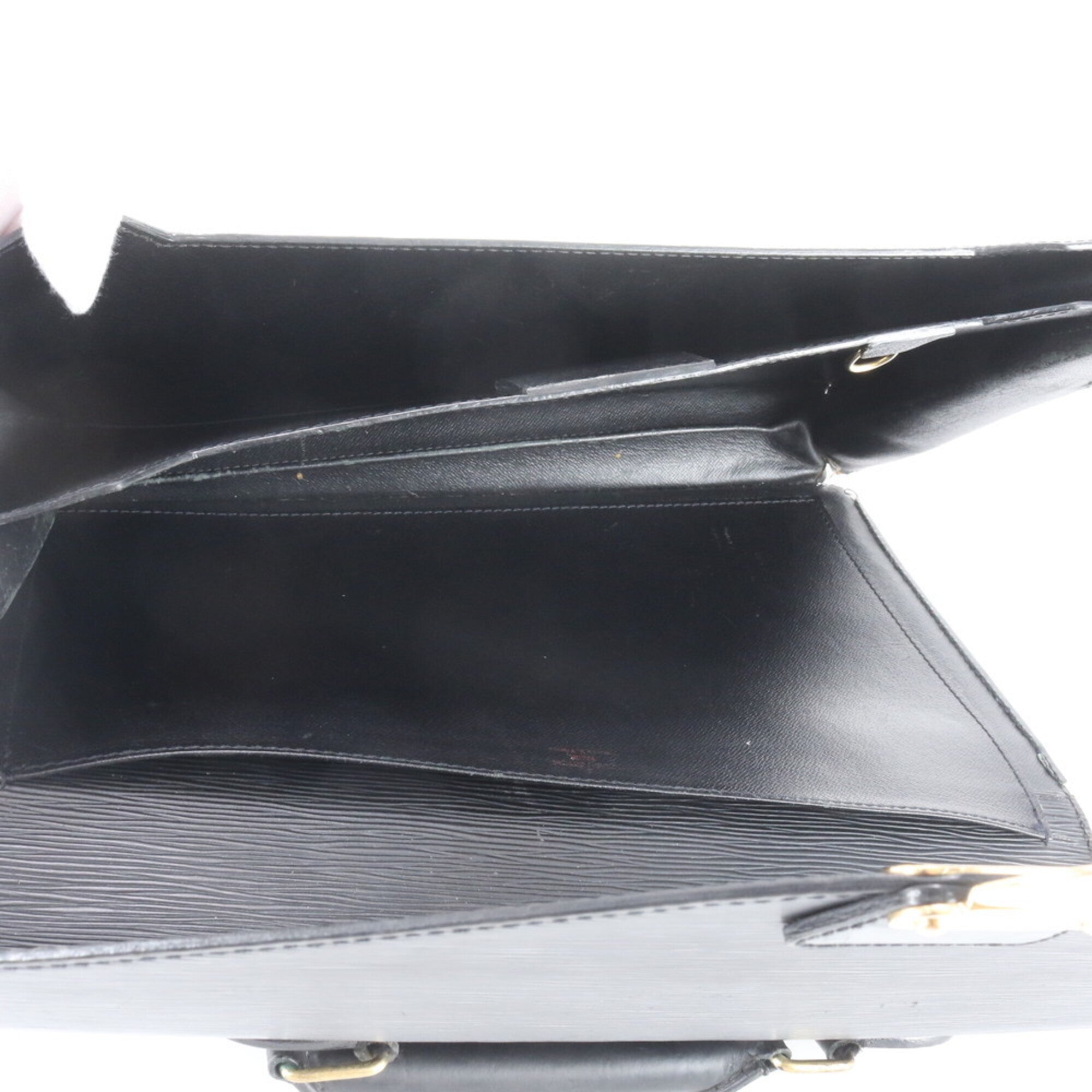 Louis Vuitton Noir Leather Briefcase Handbag (Pre-Owned)