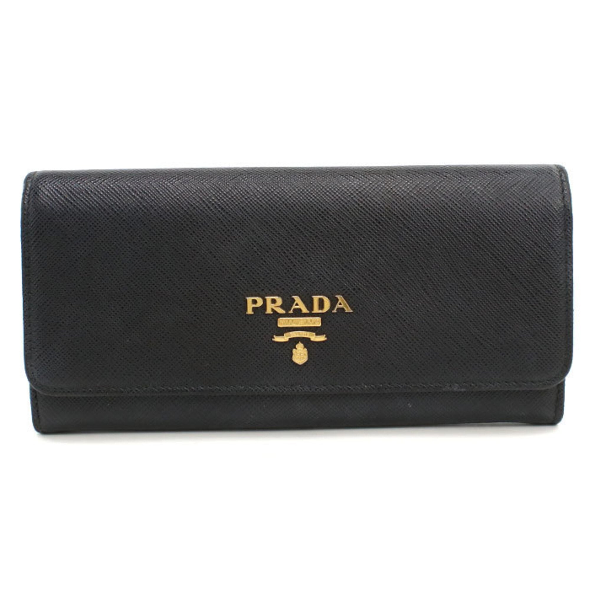 Prada Black Leather Long Wallet (Bi-Fold) (Pre-Owned)