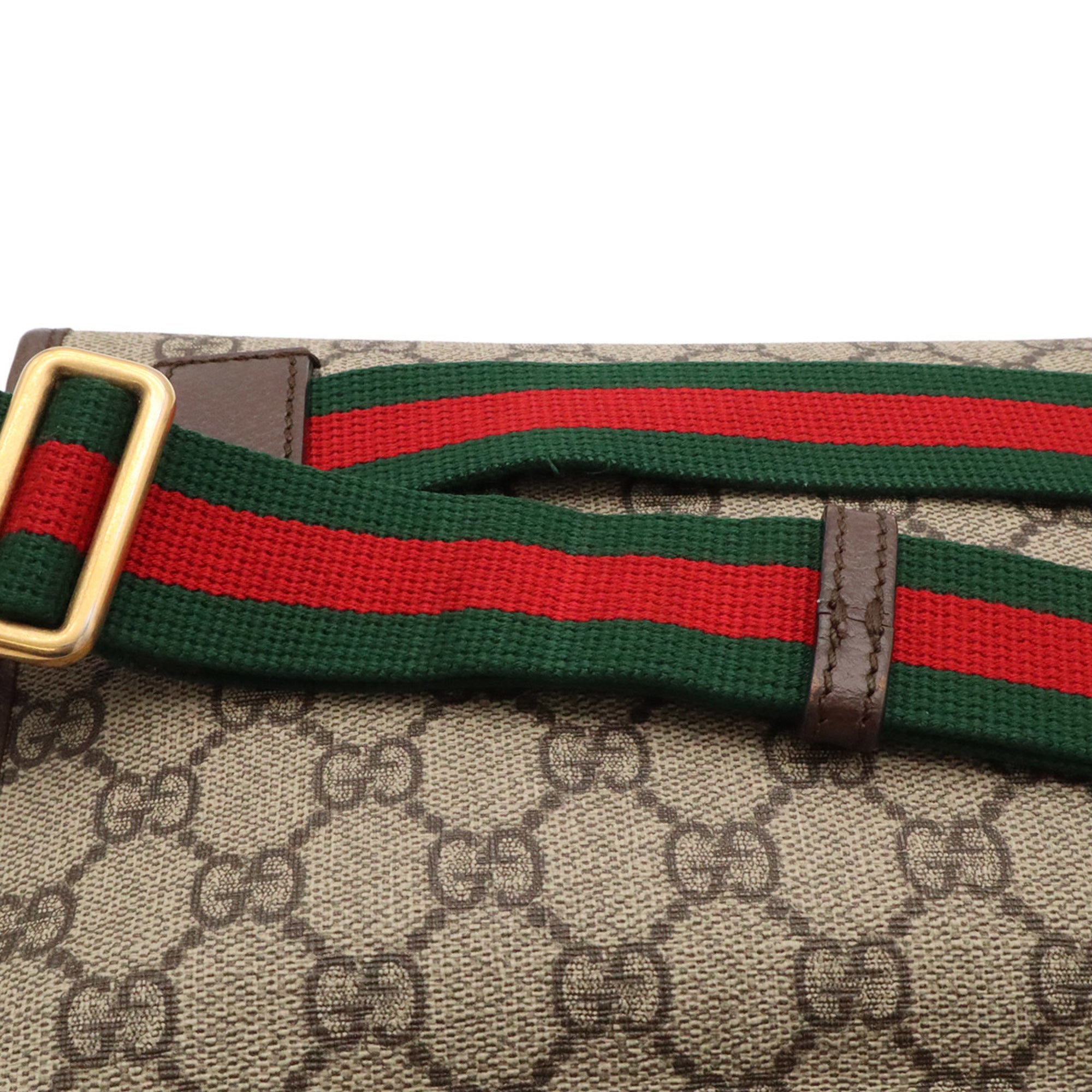Gucci Beige Green Red Color Gg Supreme Leather Fanny Pack Sling Bag (Pre-Owned)