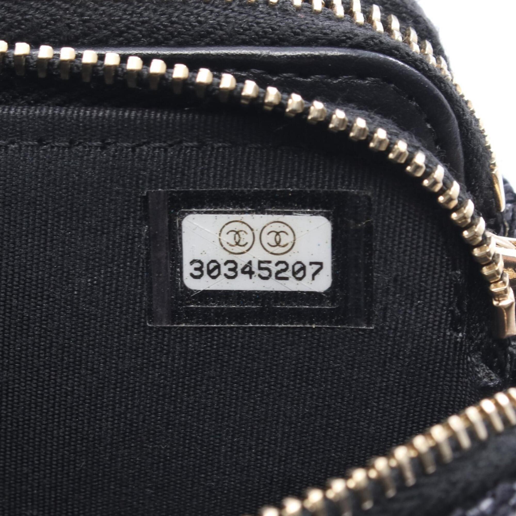 Chanel Navy Fabric Leather Handbag Shoulder Bag (Pre-Owned)
