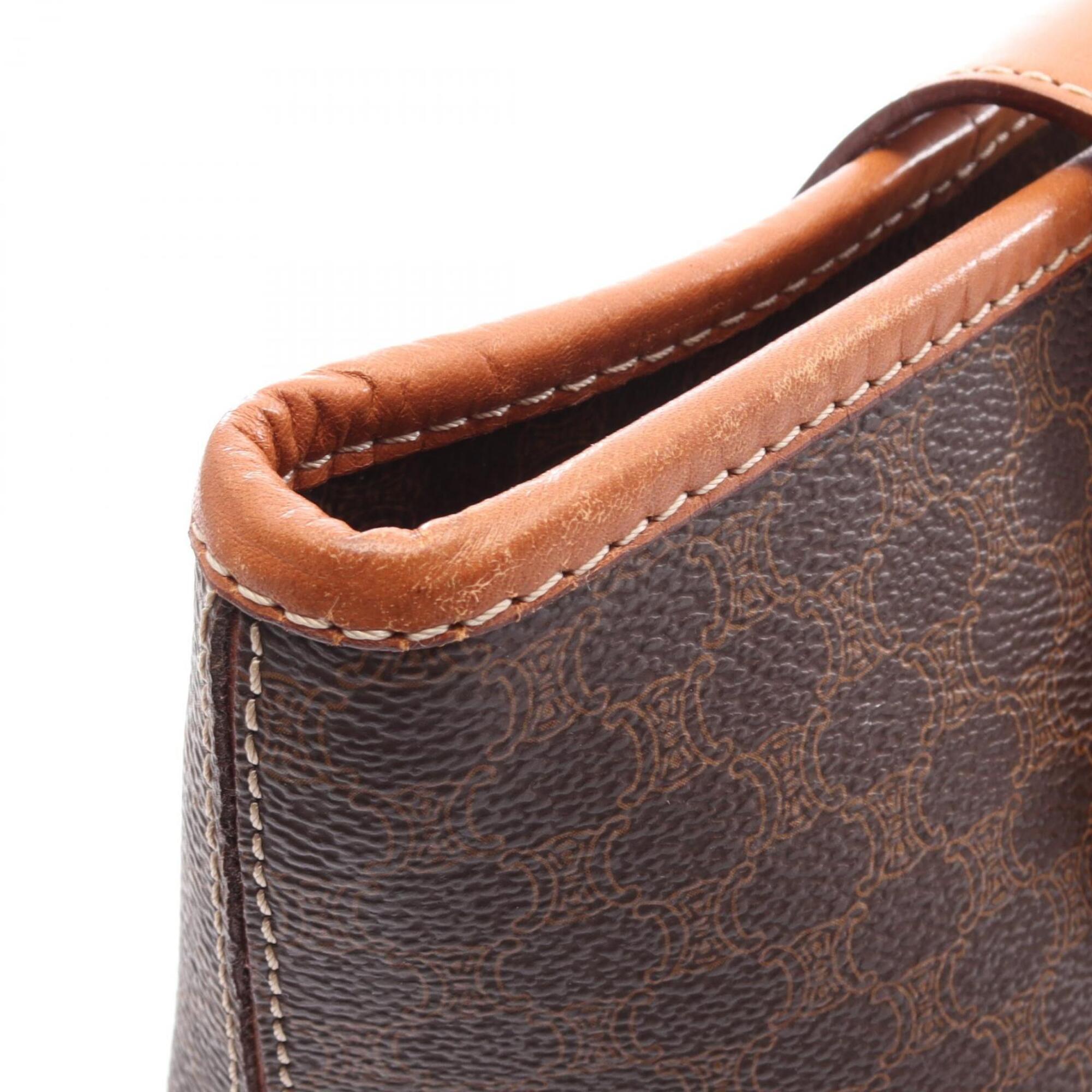Celine Brown Coated Canvas Leather Handbag Tote Bag (Pre-Owned)