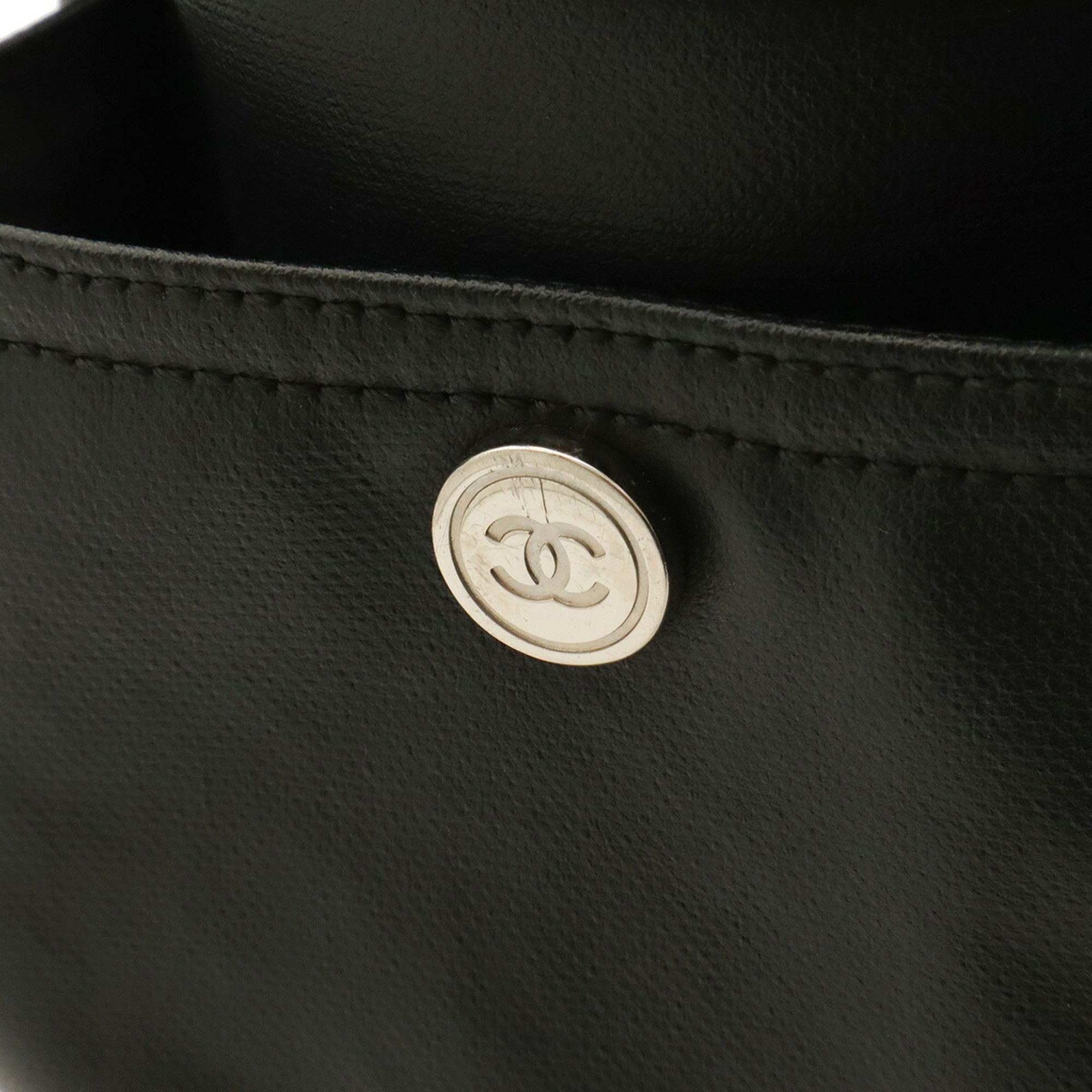 Chanel Black Coated Canvas Pouch Shoulder Bag Tote Bag (Pre-Owned)