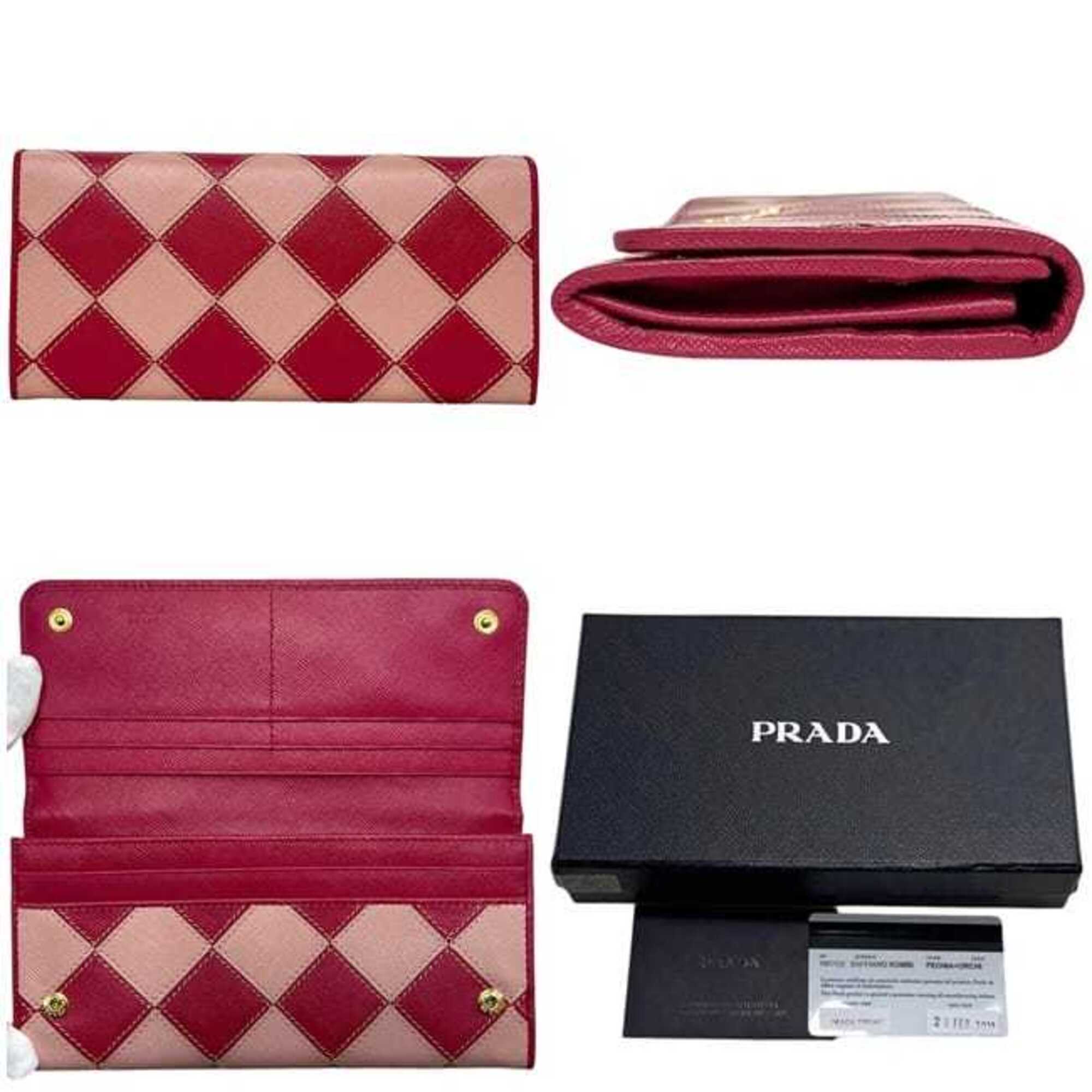 Prada Saffiano Peonia Pink Leather Long Wallet (Bi-Fold) (Pre-Owned)