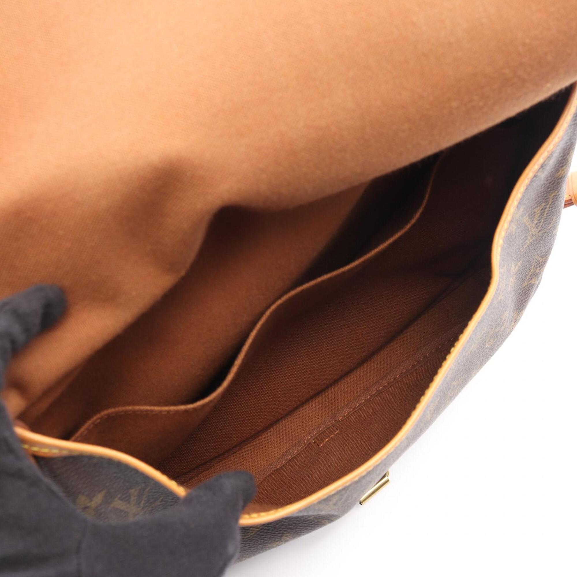 Louis Vuitton Brown Coated Canvas Leather Handbag Shoulder Bag (Pre-Owned)