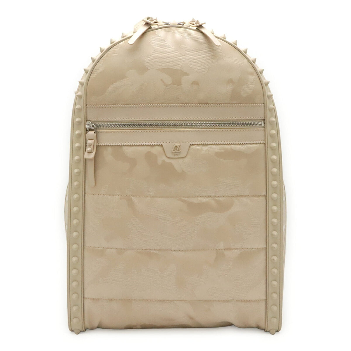 Christian Louboutin Beige Black Nylon Rubber Leather Backpack (Pre-Owned)