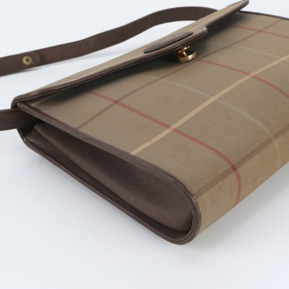 Burberry Green Khaki Leather Canvas Handbag Shoulder Bag (Pre-Owned)