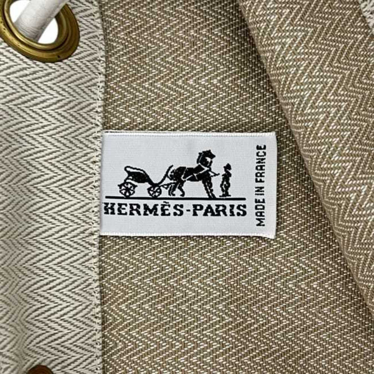 Hermes Beige Natural White Cotton 100% Shoulder Bag Tote Bag (Pre-Owned)
