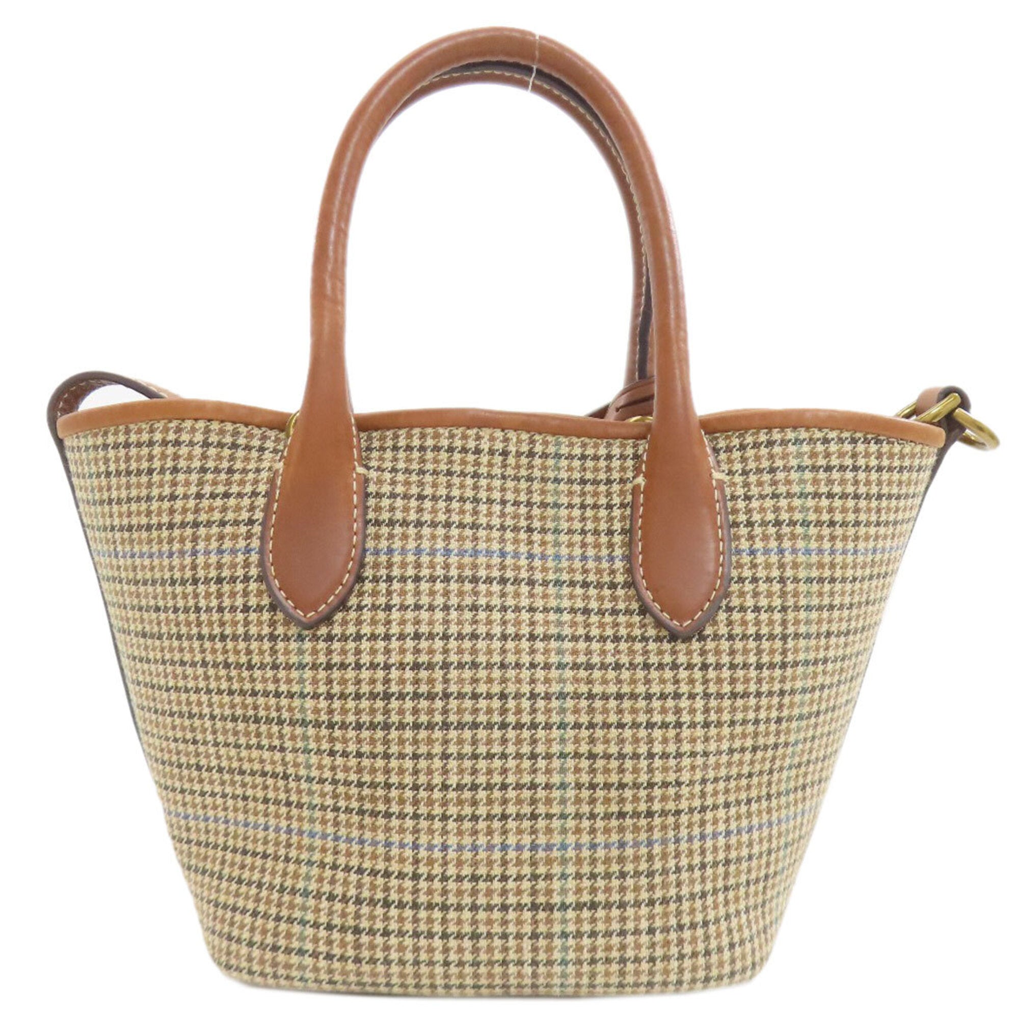 Ralph Lauren Brown Canvas Leather Handbag (Pre-Owned)