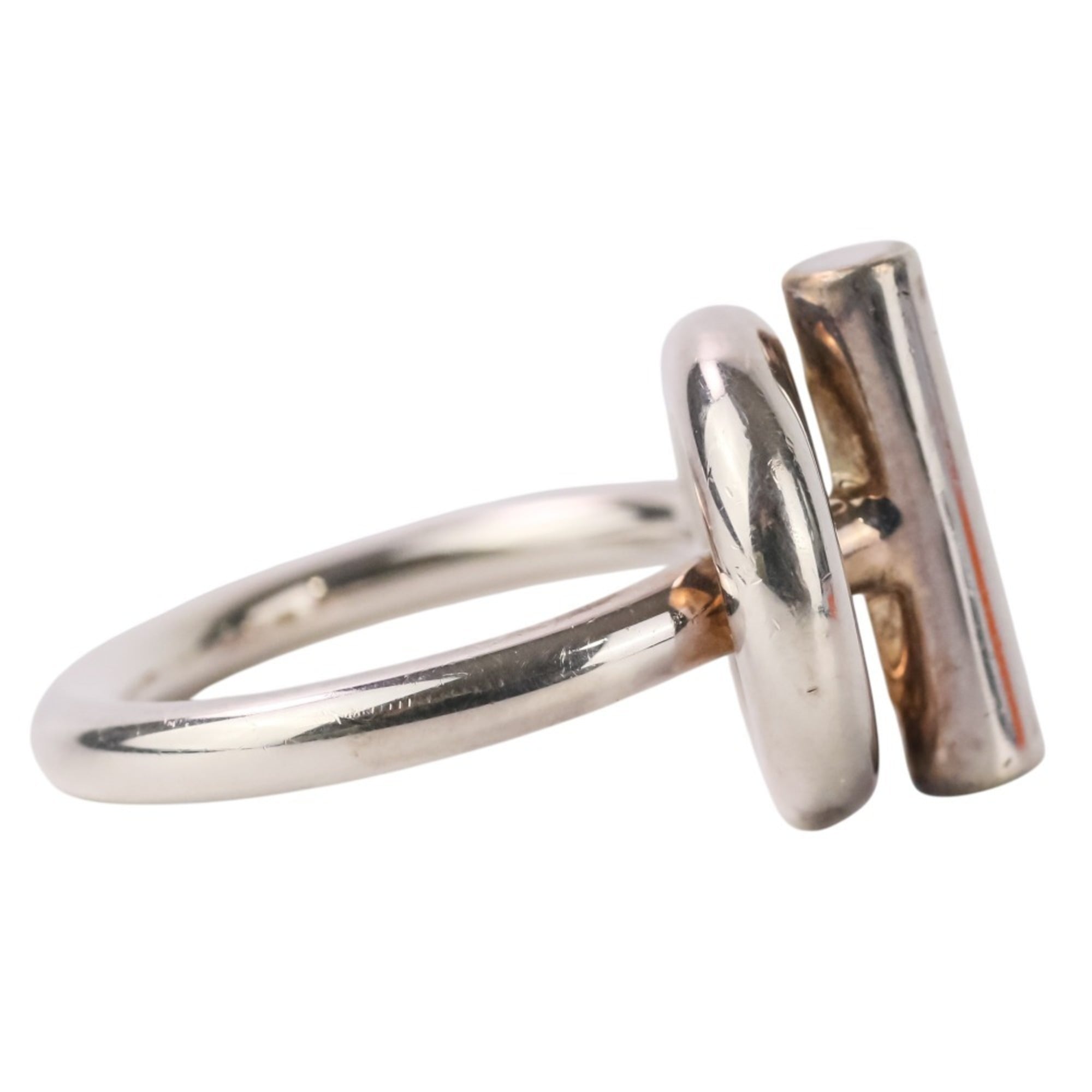 Hermes Silver Silver 925 Band Ring (Pre-Owned)