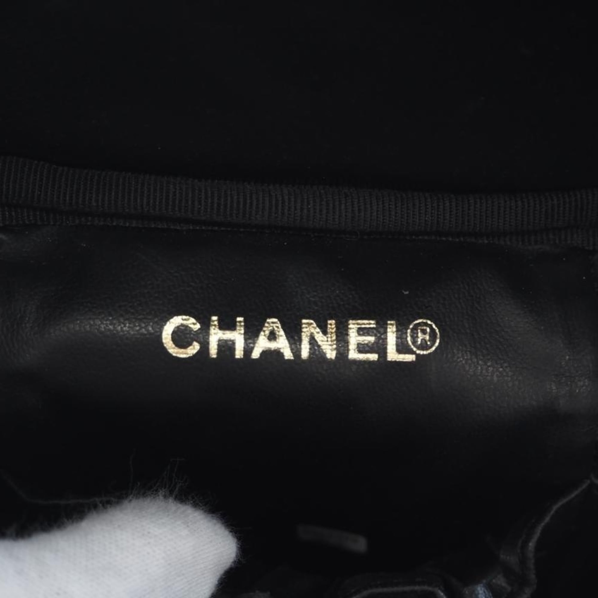 Chanel Black Leather Handbag Vanity Bag (Pre-Owned)