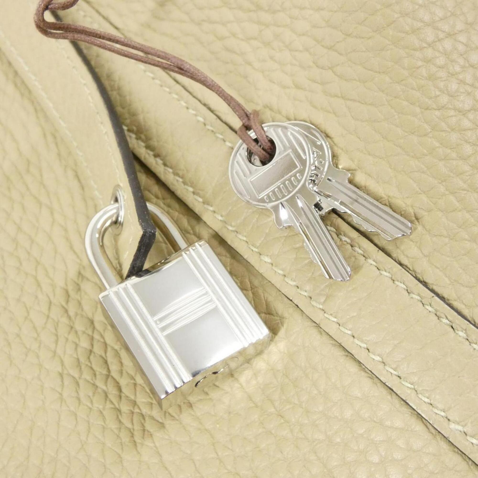 Hermes Beige Taurillon Clemence Leather Handbag (Pre-Owned)