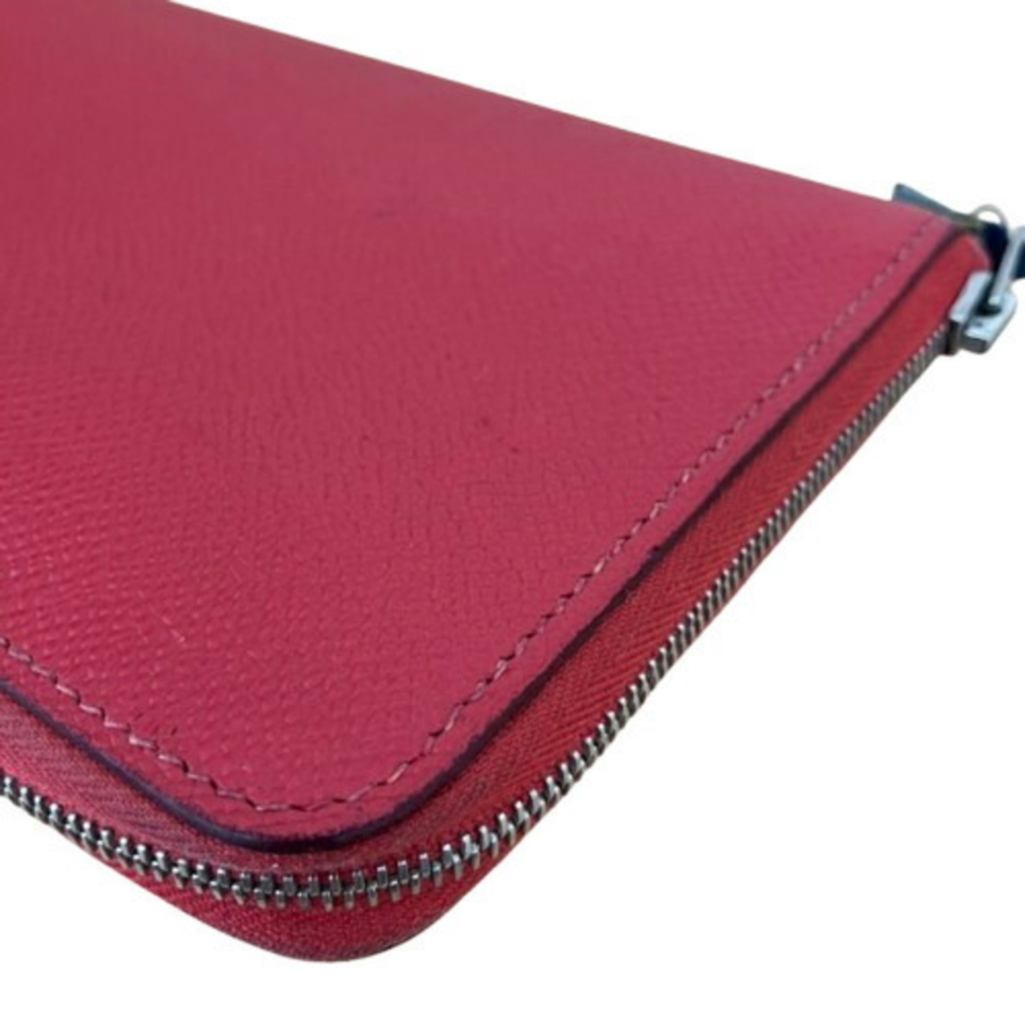 Hermes Red Color Leather Long Wallet (Bi-Fold) (Pre-Owned)