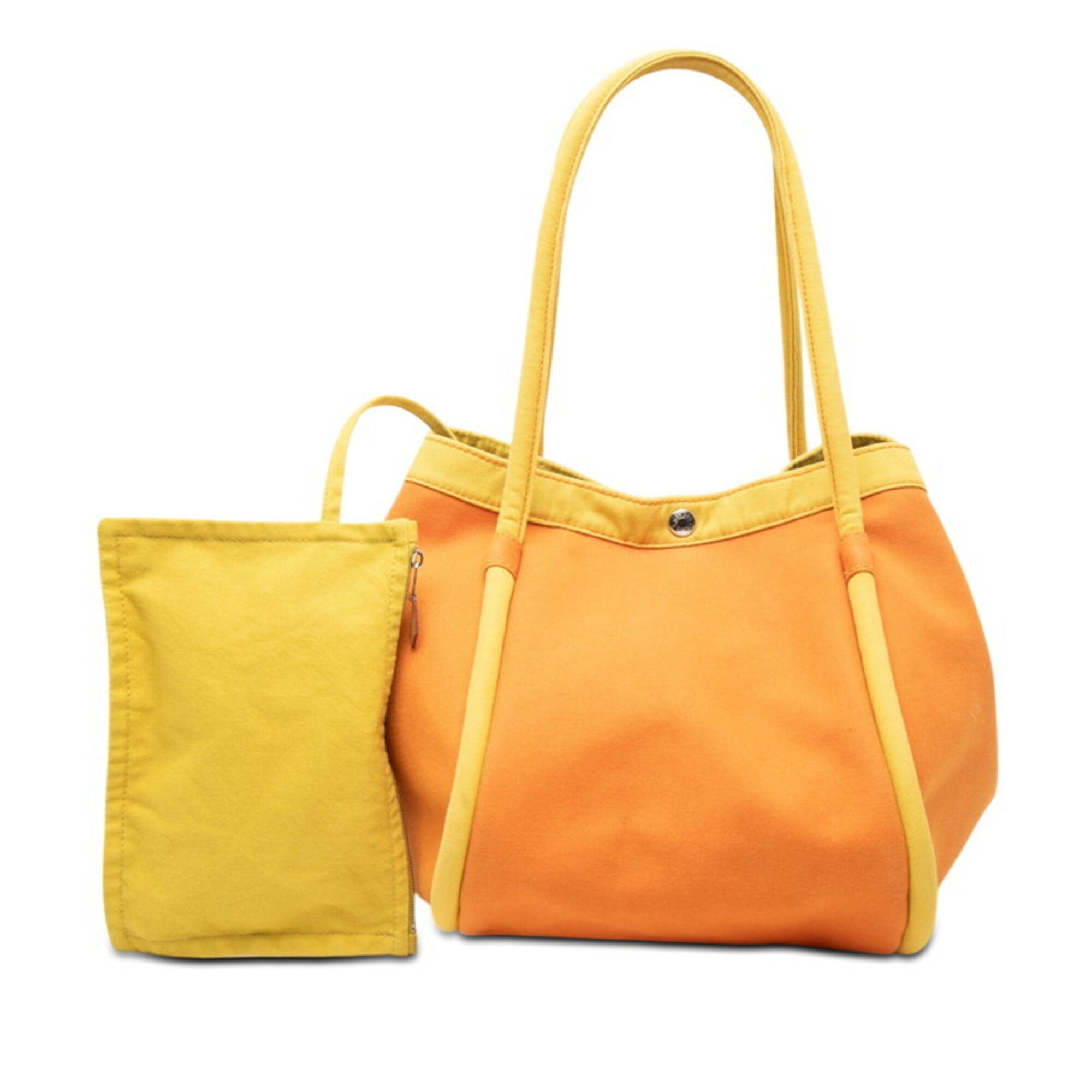 Hermes Orange Yellow Canvas Shoulder Bag Tote Bag (Pre-Owned)