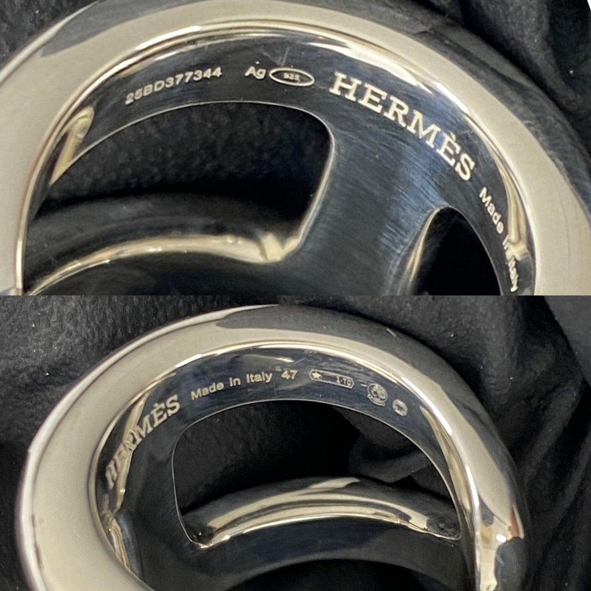 Hermes Silver Silver 925 Band Ring (Pre-Owned)