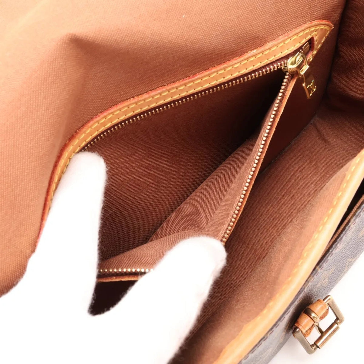 Louis Vuitton Brown Leather Coated Canvas Crossbody Bag Shoulder Bag (Pre-Owned)