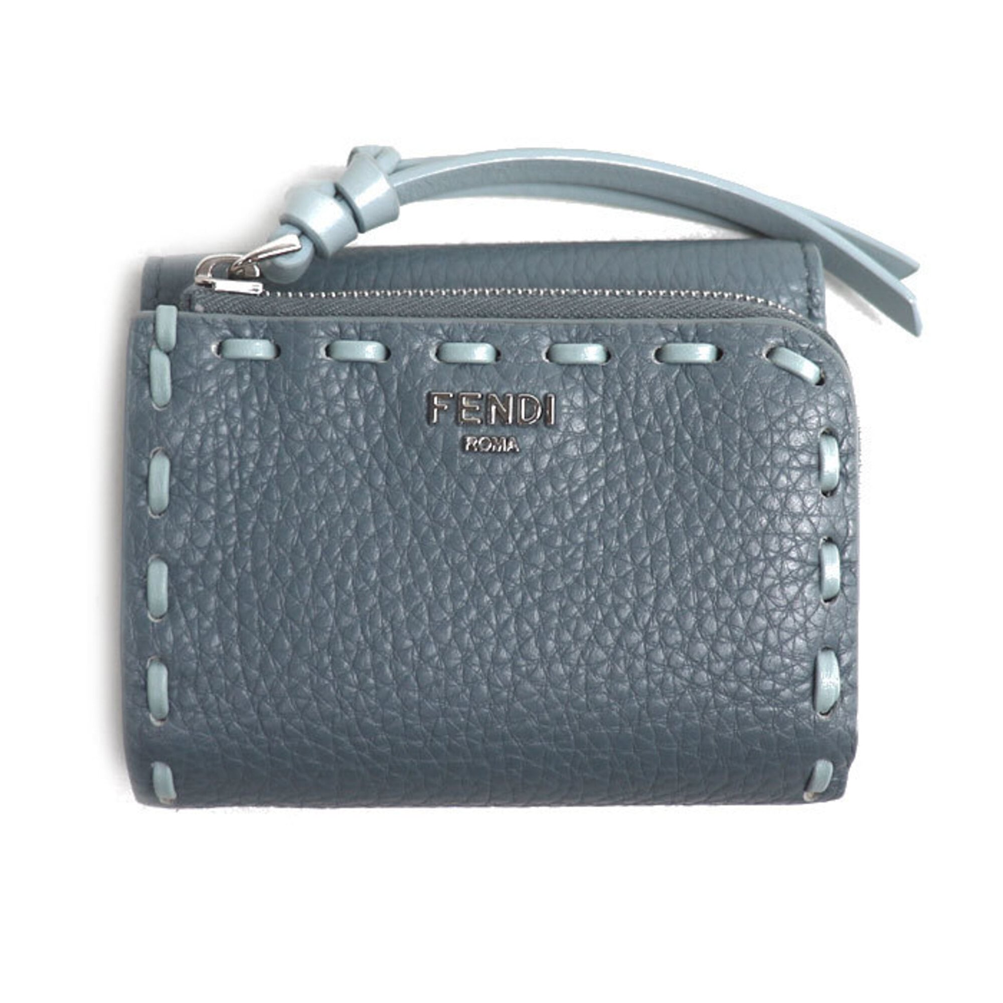 Fendi Light Blue Leather Wallet (Tri-Fold) (Pre-Owned)