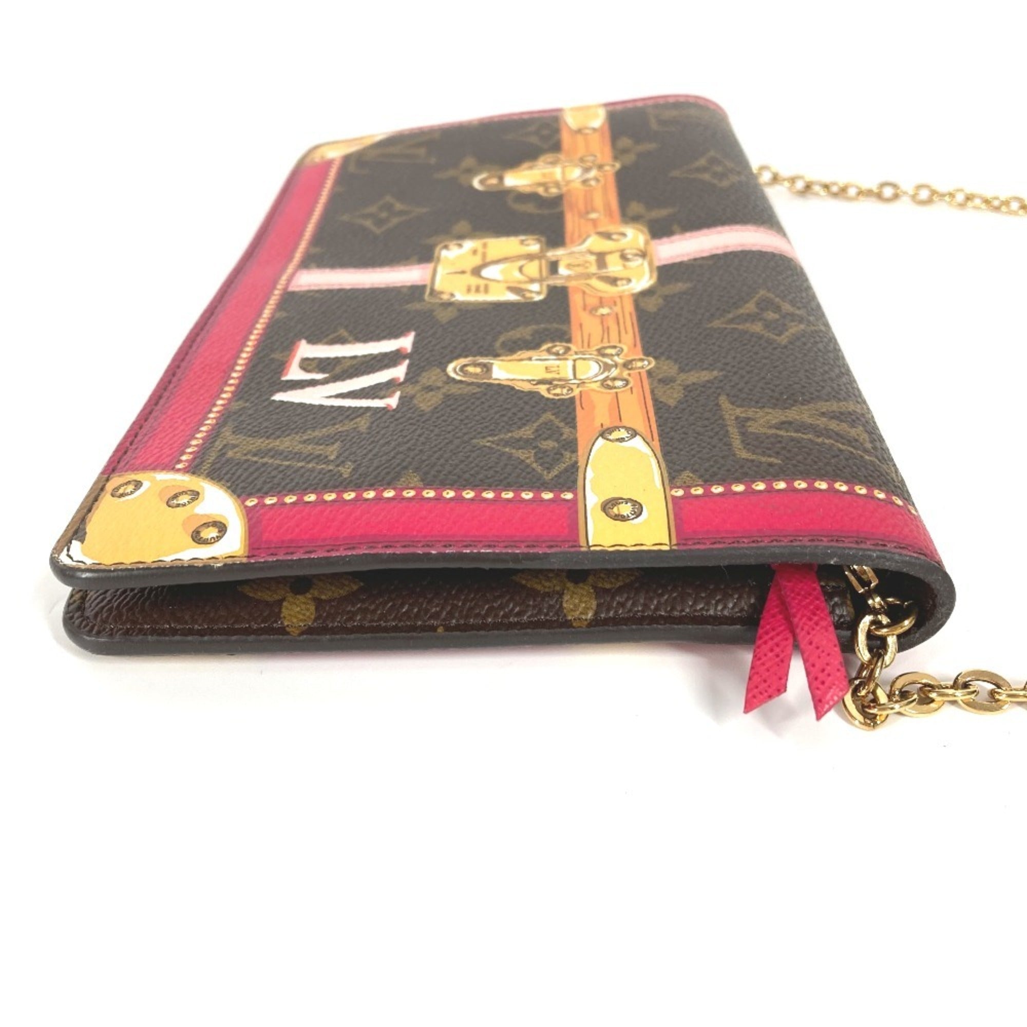 Louis Vuitton Brown Pink Monogram Clutch Bag Pochette Shoulder Bag (Pre-Owned)