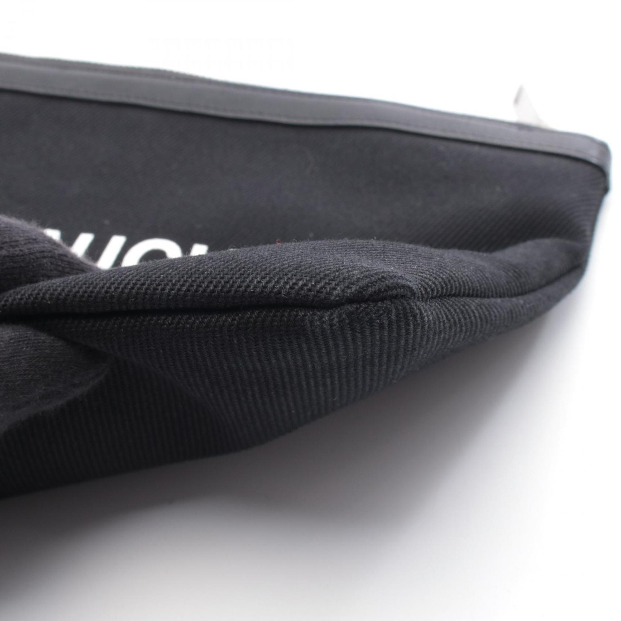 Yves Saint Laurent Black Canvas Leather Clutch Bag Handbag (Pre-Owned)