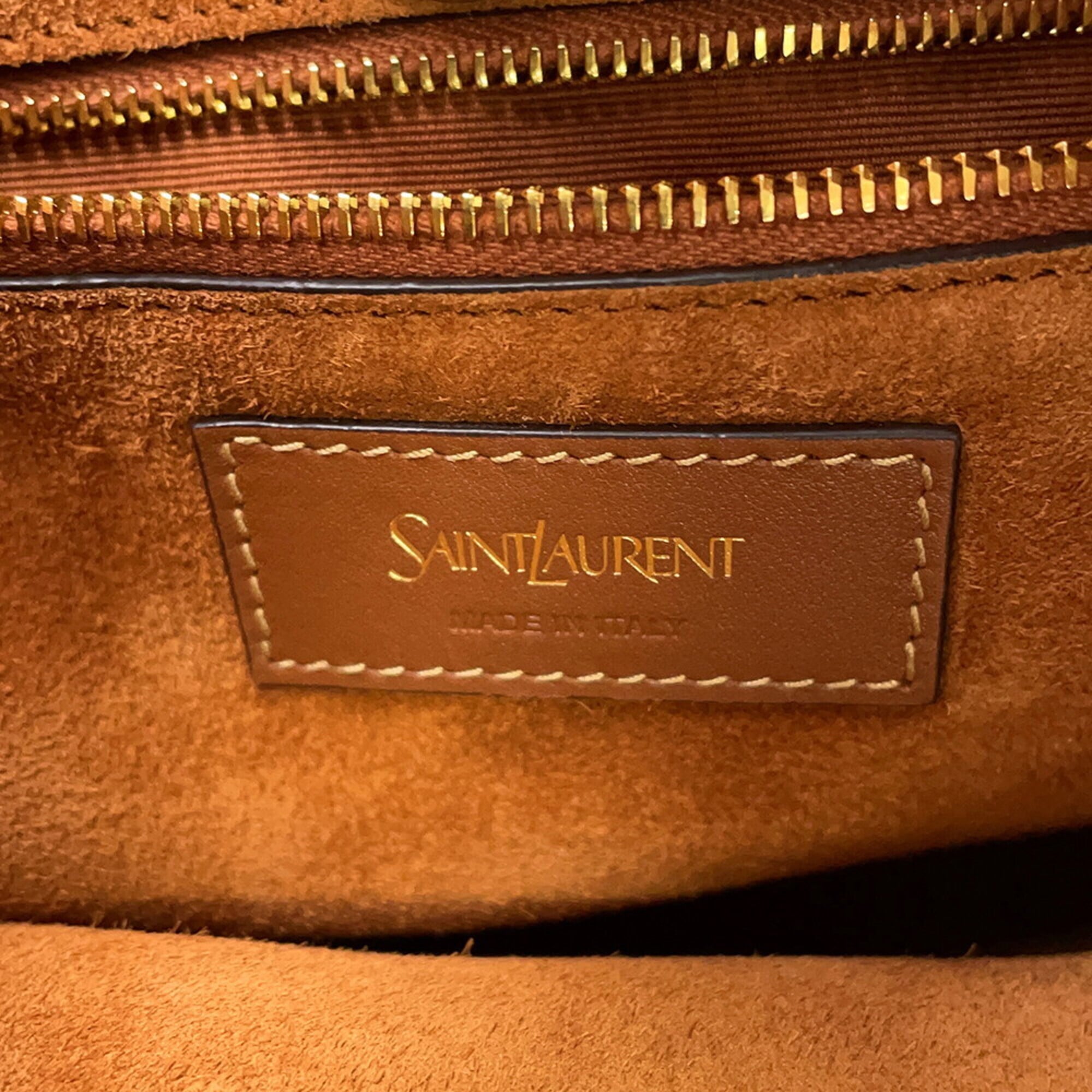Yves Saint Laurent Brown Leather Handbag Tote Bag (Pre-Owned)