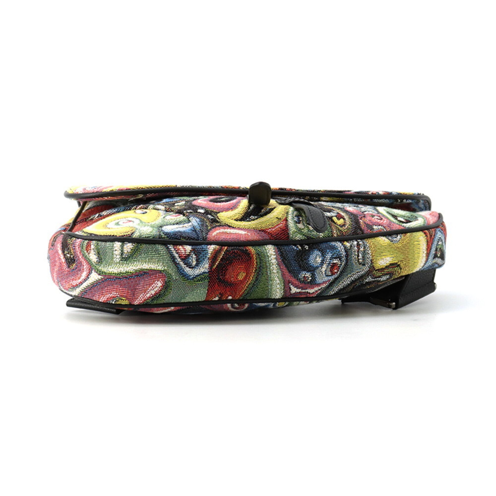 Christian Dior Multi-Color Canvas Leather Saddle Bag Sling Bag (Pre-Owned)